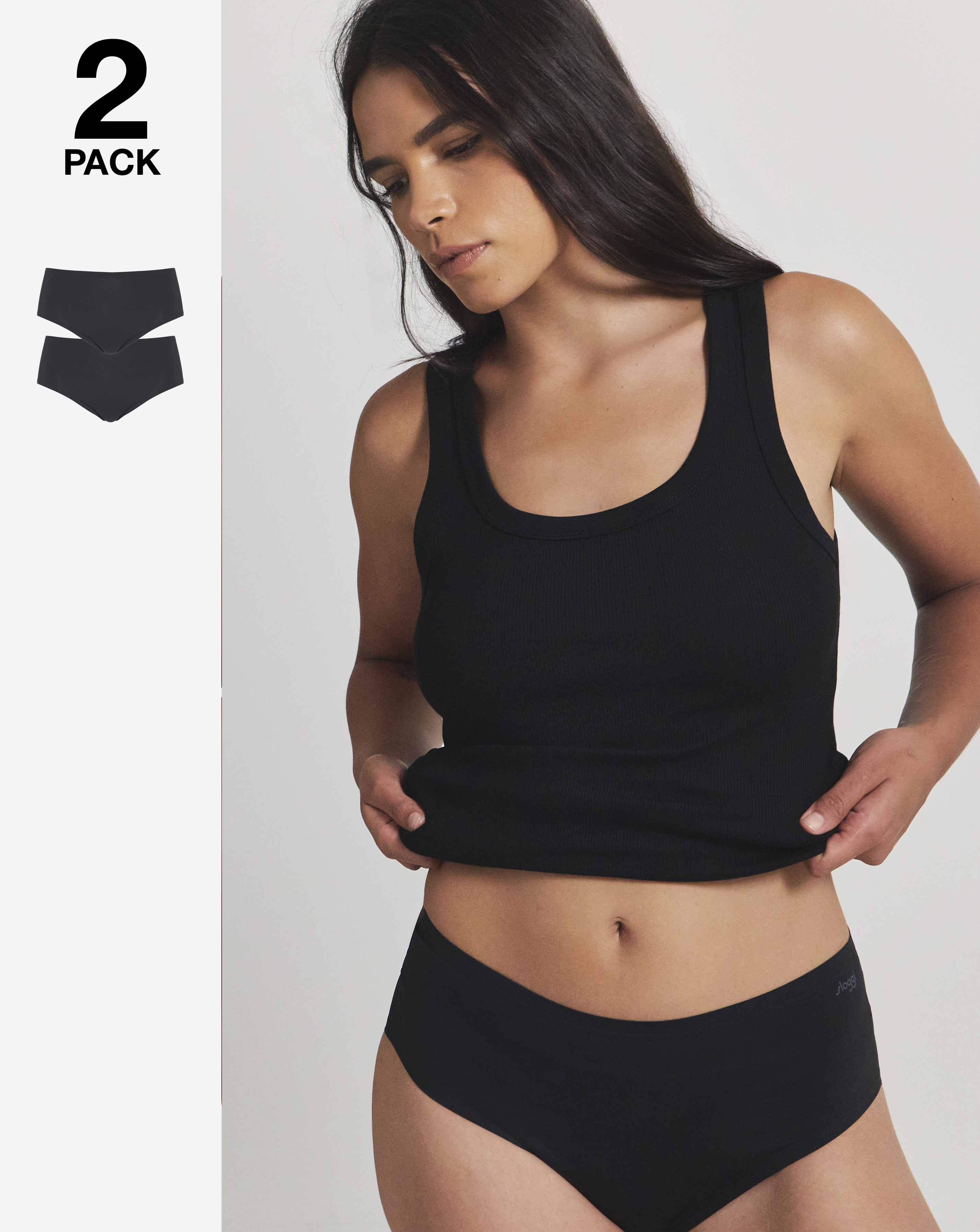 Sloggi 2Pk Zero One Midi Knicker Black