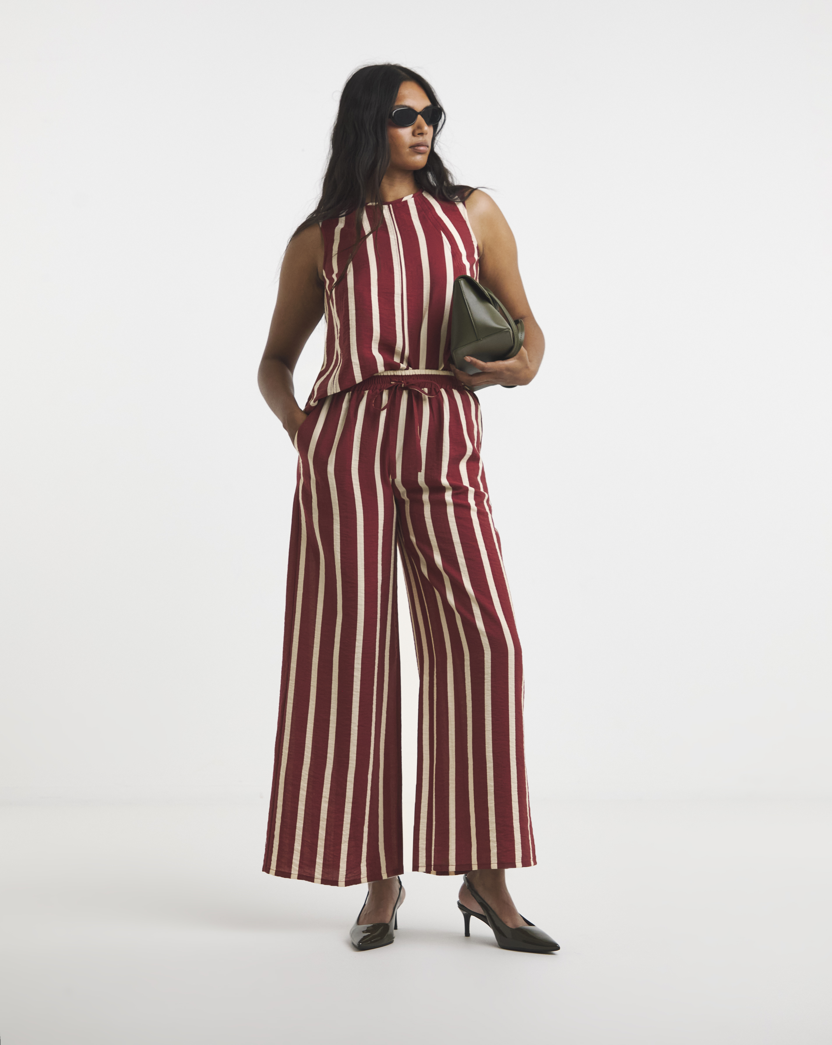 Simply Be Rust Stripe Wide Co-Ord Trouser