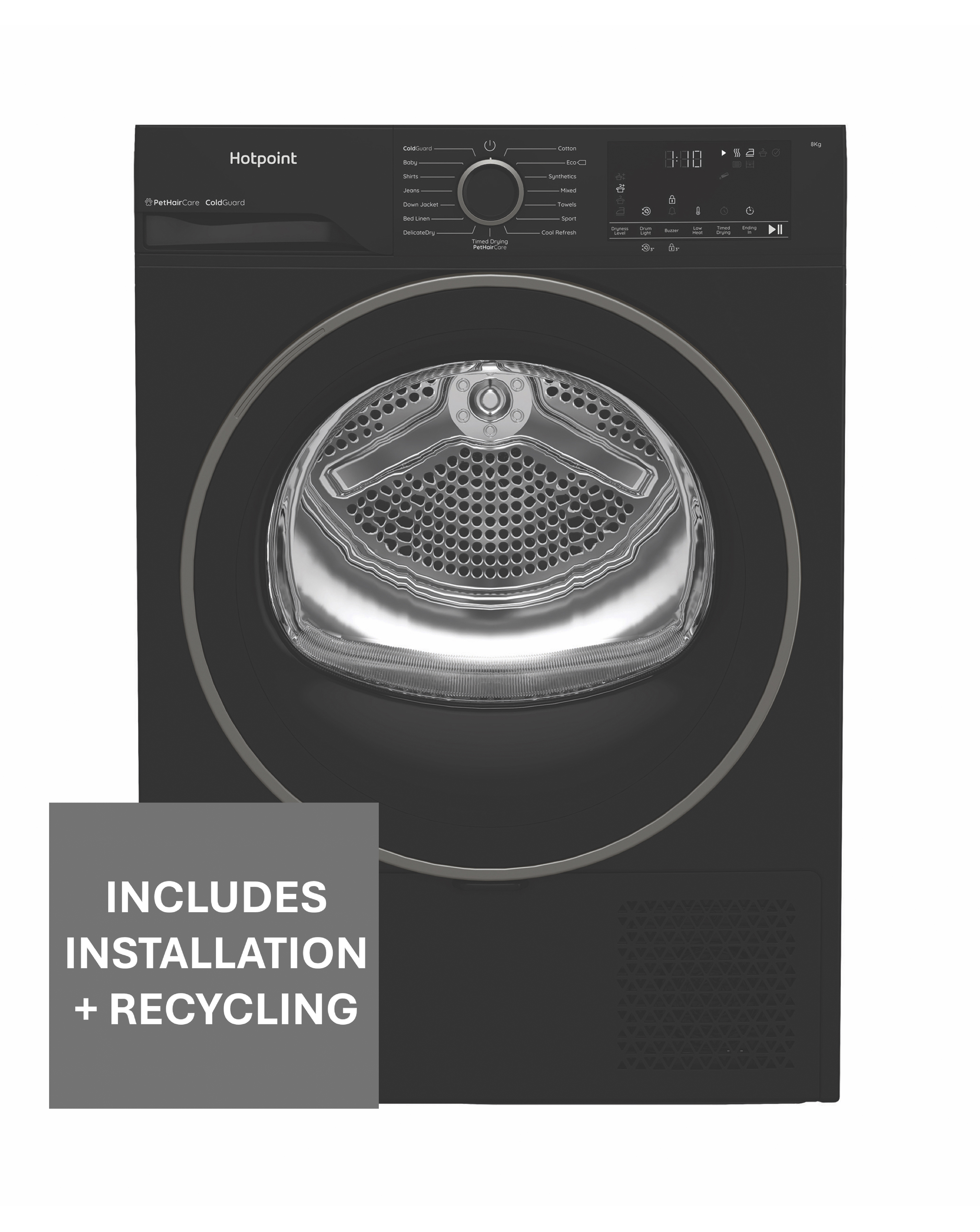 Hotpoint Heat Pump Tumble Dryer CHSD82MBBUK 8kg Black + Installation