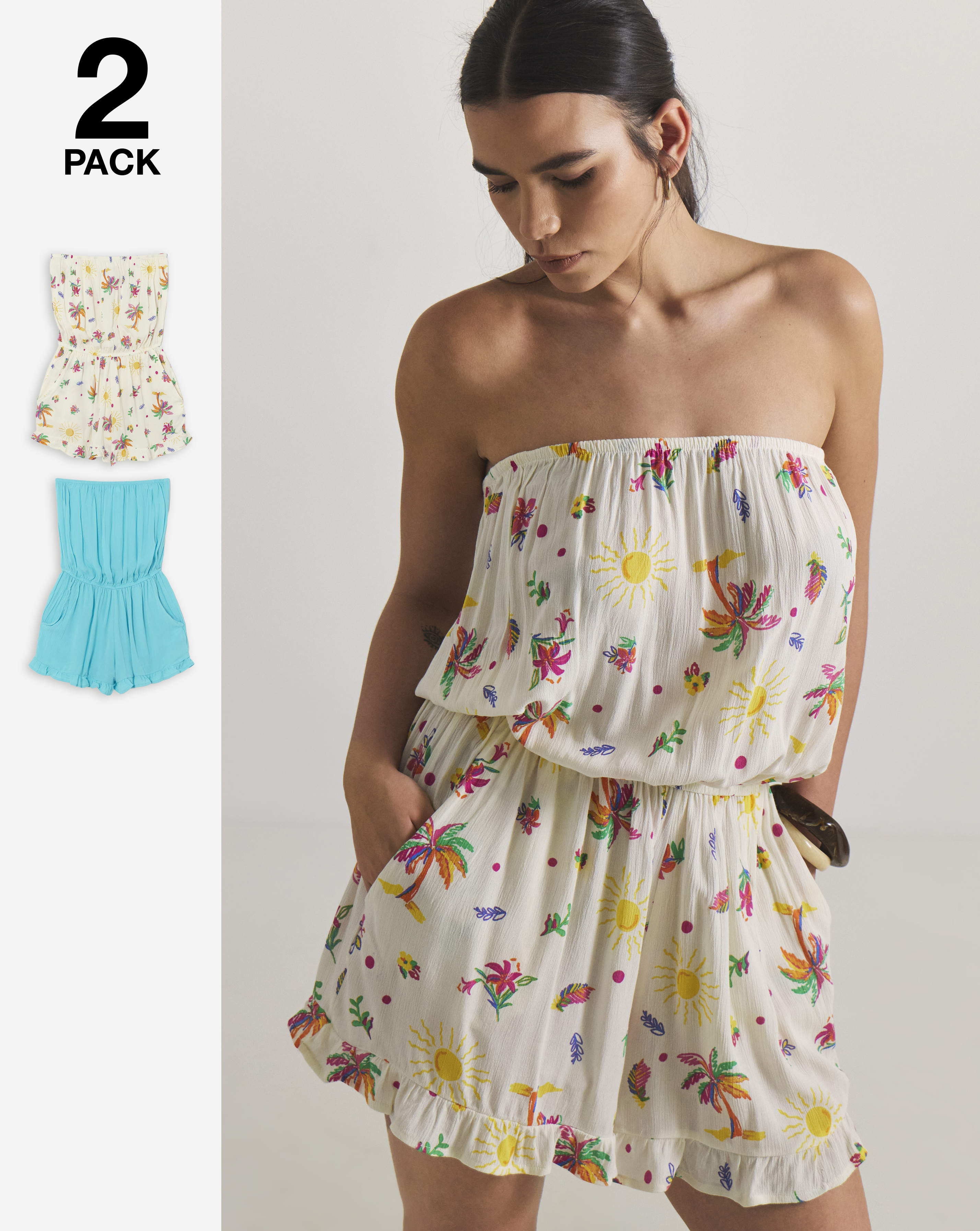 2 Pack Value Bandeau Playsuits