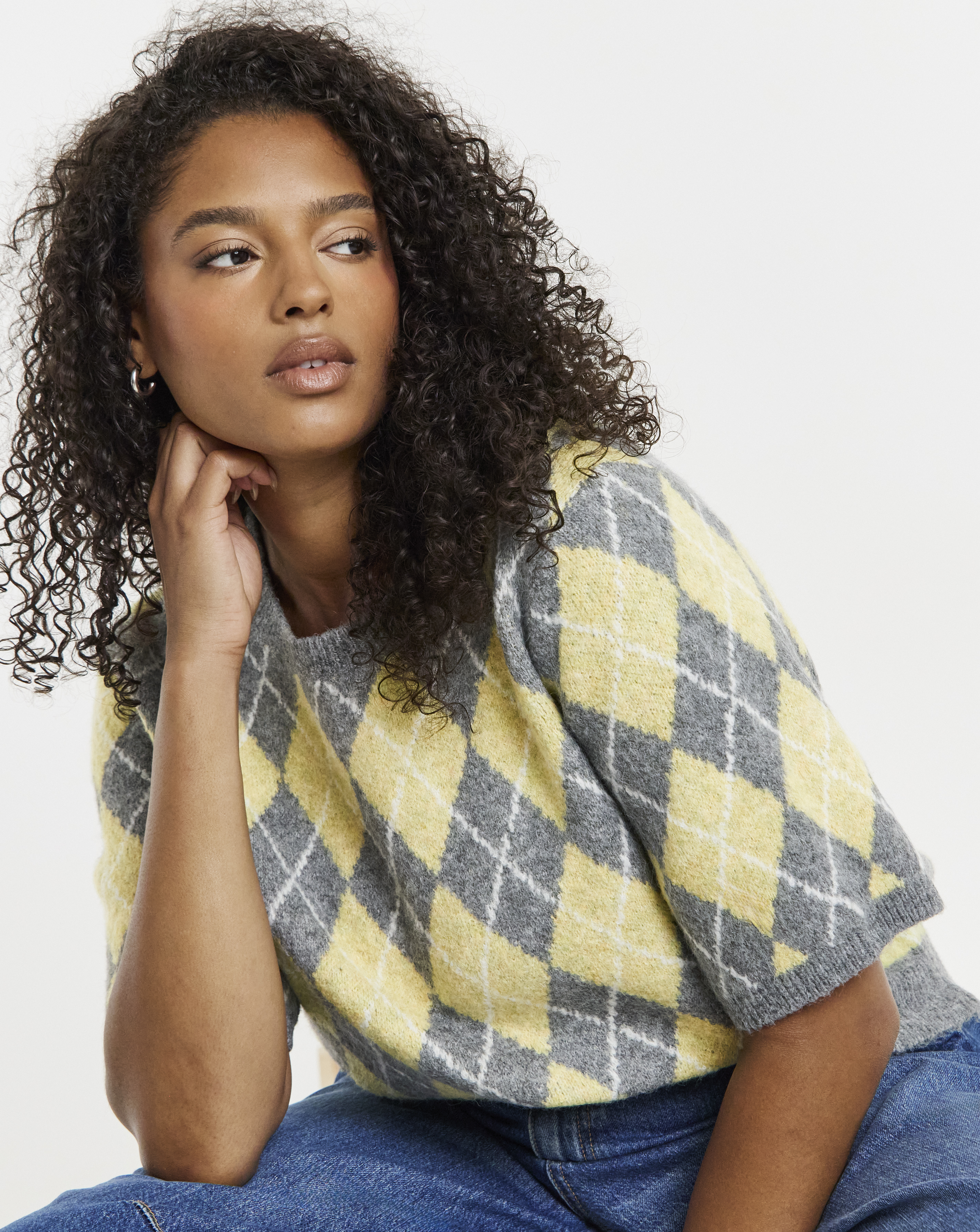 New In - Argyle Short Sleeve Jumper