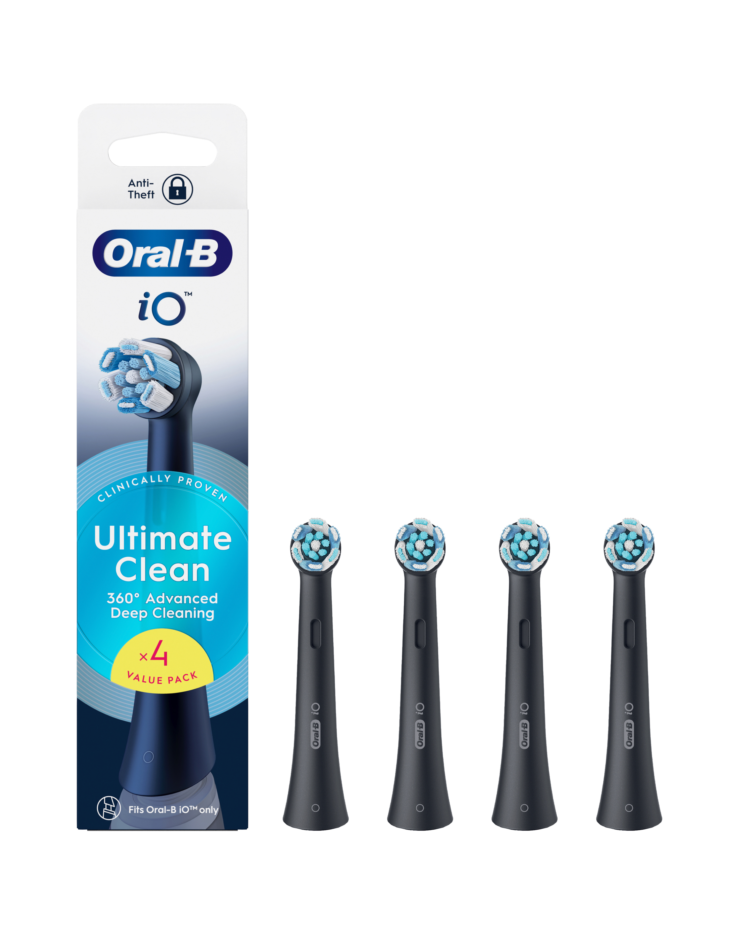 Oral-B Io Ultimate Clean Toothbrush Heads, Black, Pack Of 4 - Image 15