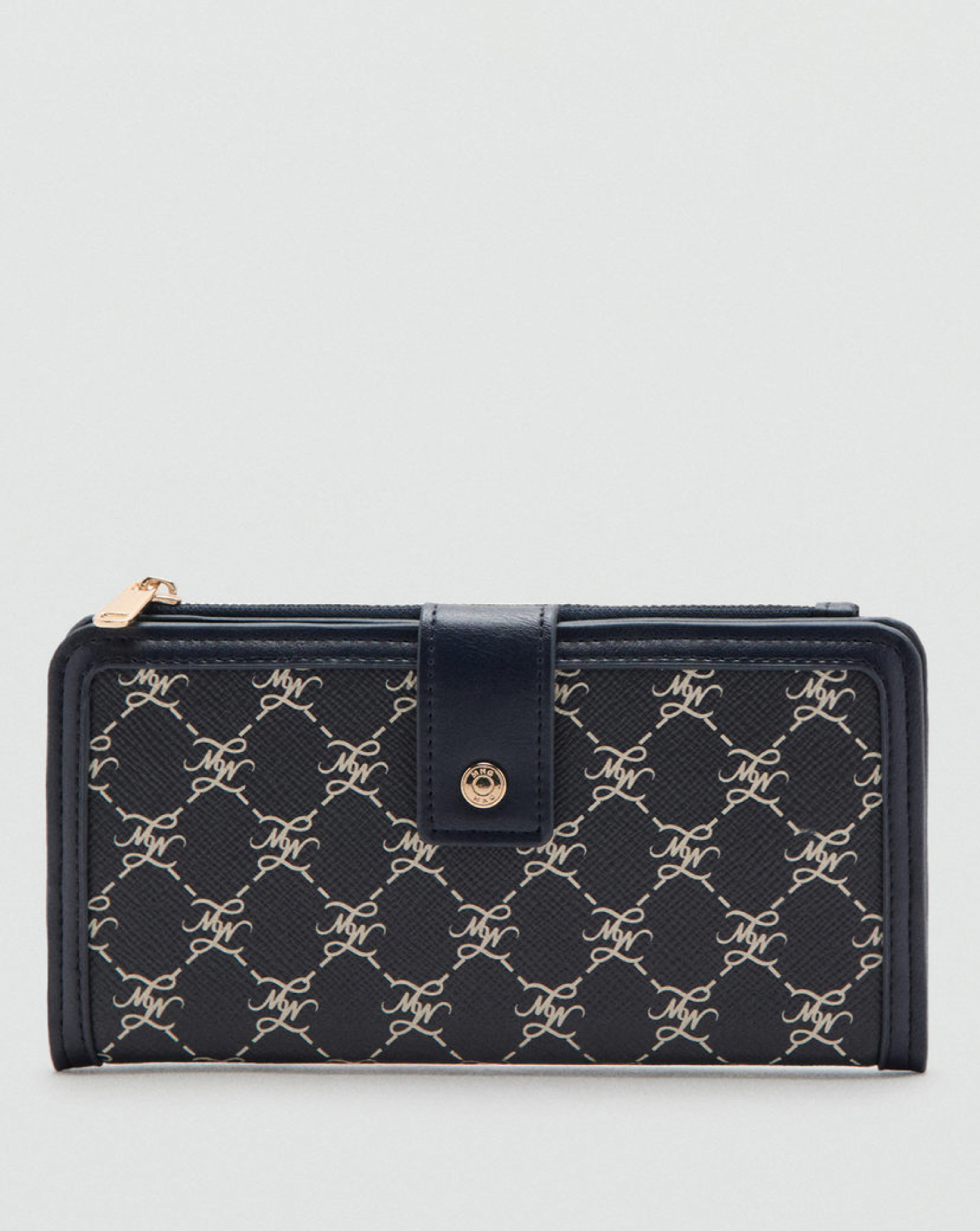 Mango Women's Navy Large Wallet With Logo Print Size ONE SIZE