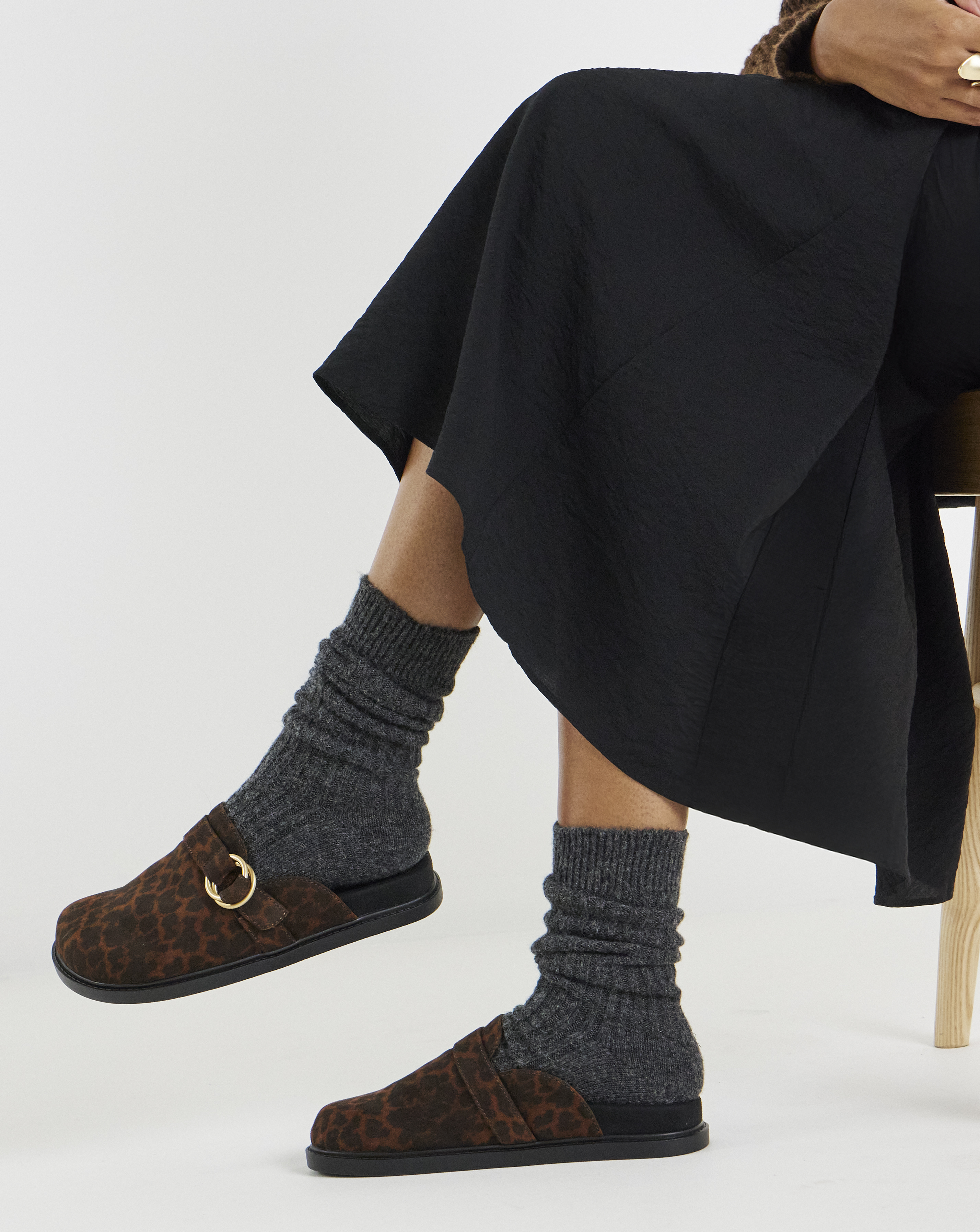 New In - Buckle Flat Mule Wide