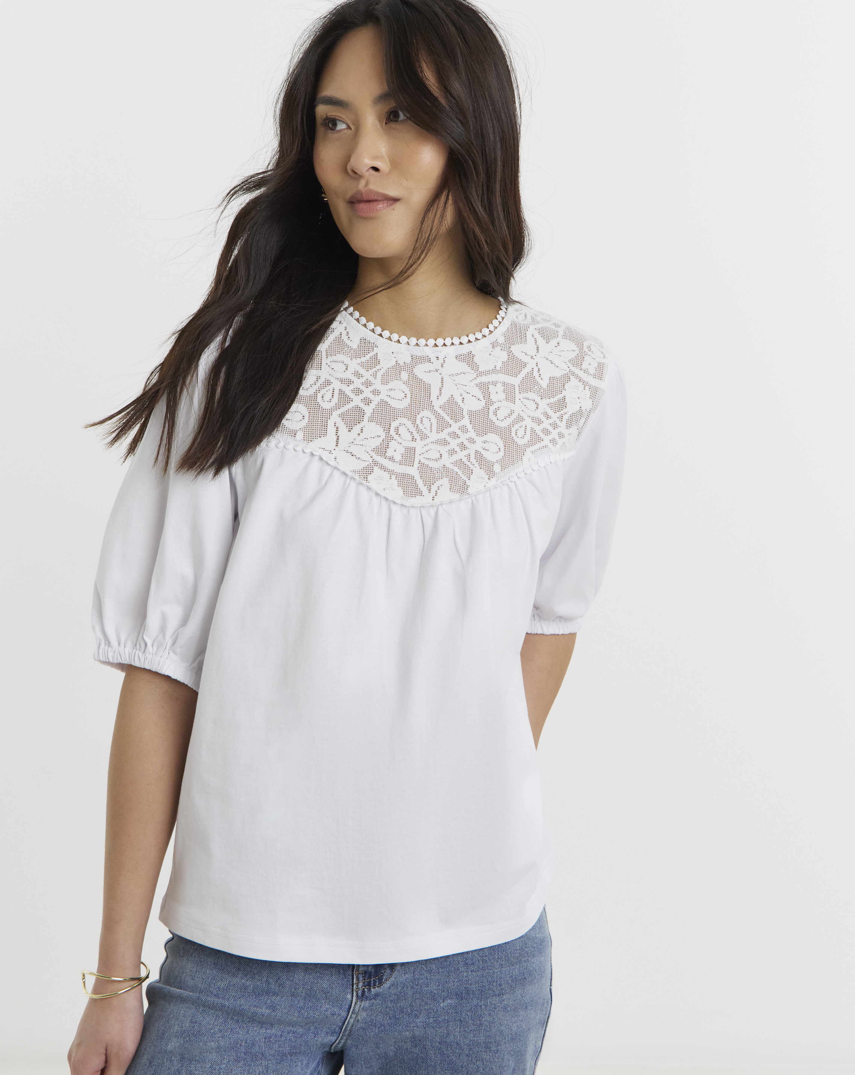 Broderie Yoke Top