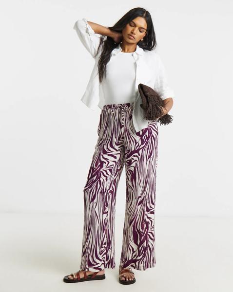 Zebra Crinkle Wide Leg Trouser