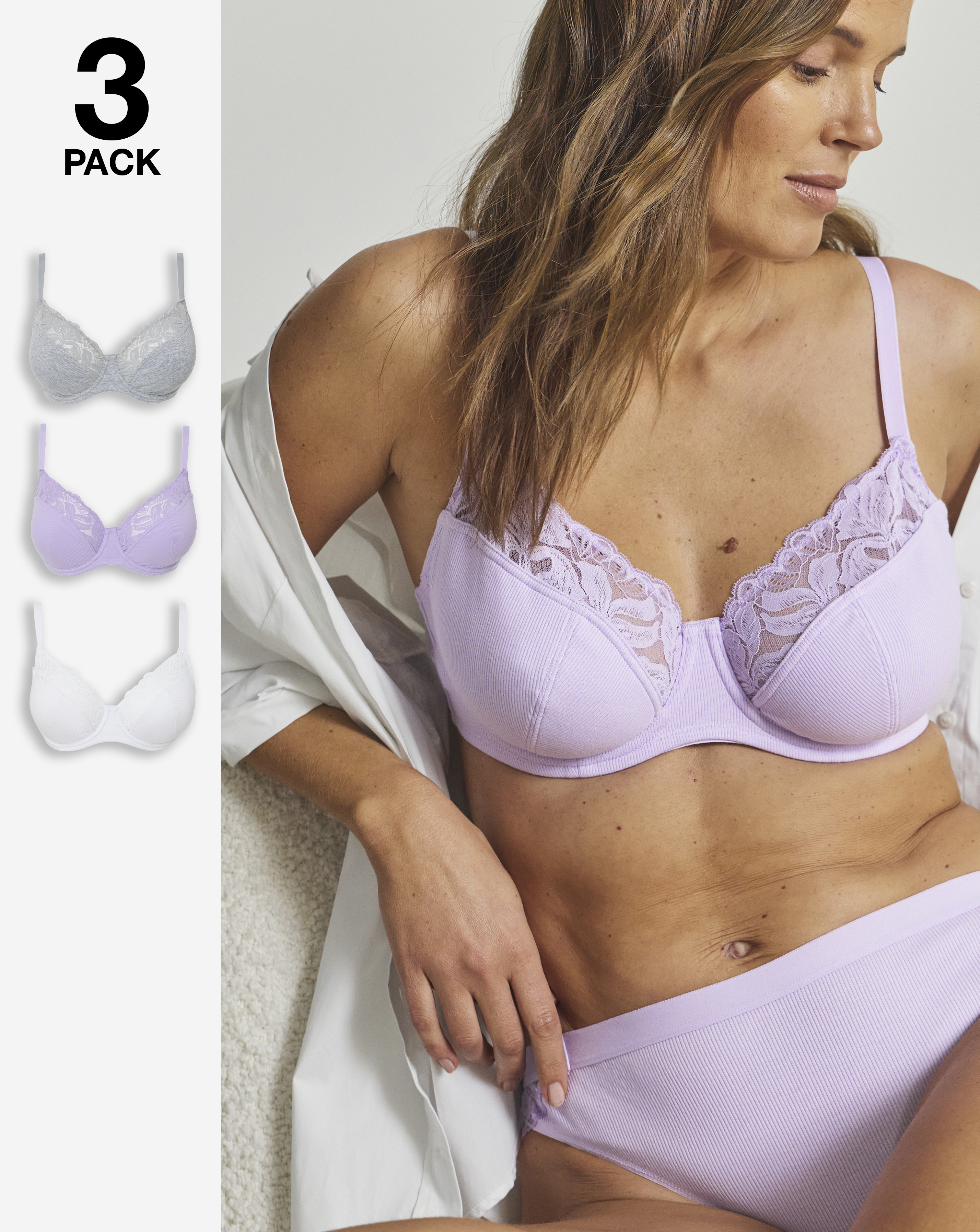 3 Pack Lace Full Cup Bras