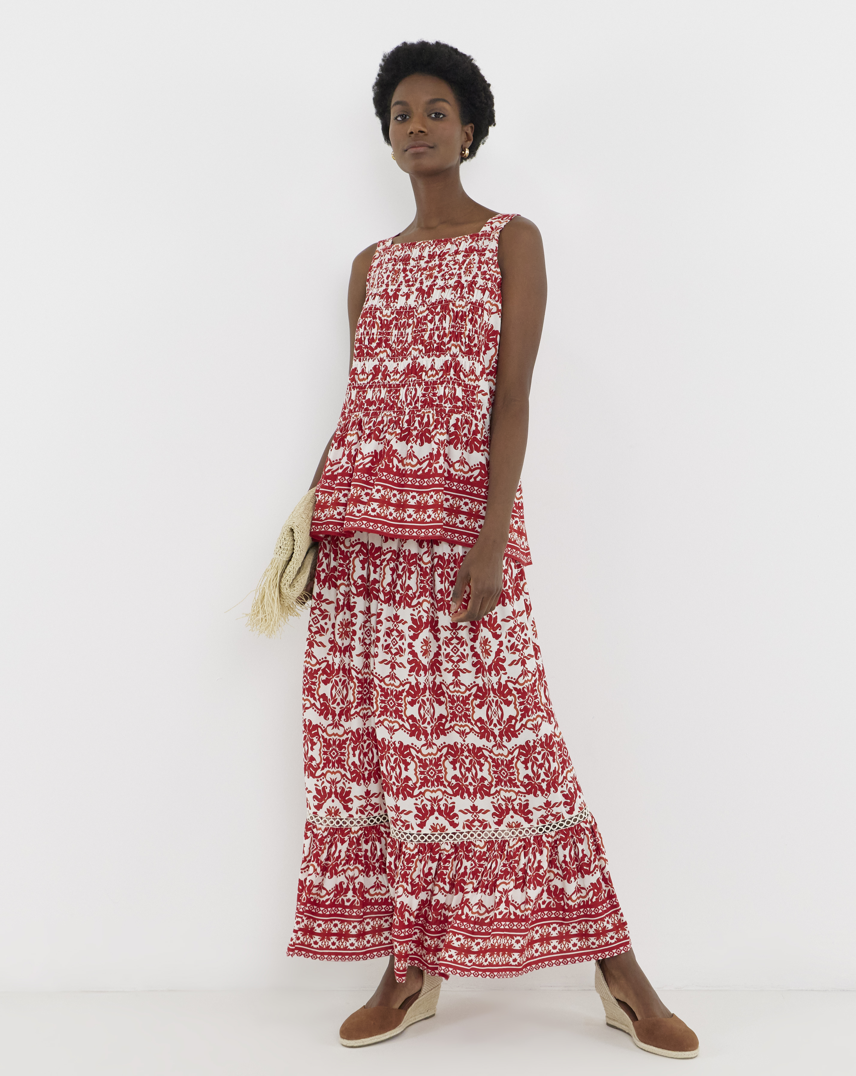 Border Print Maxi Skirt