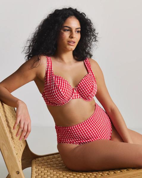 Gingham High Waist Bikini Brief