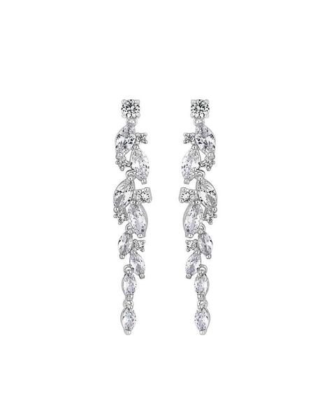 Jon Richard Silver Plated Clear Navette Charlotte Drop Earrings