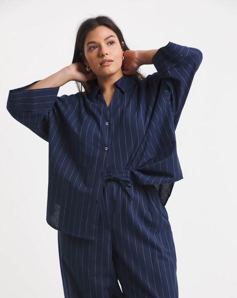 Navy Stripe Boxy Shirt