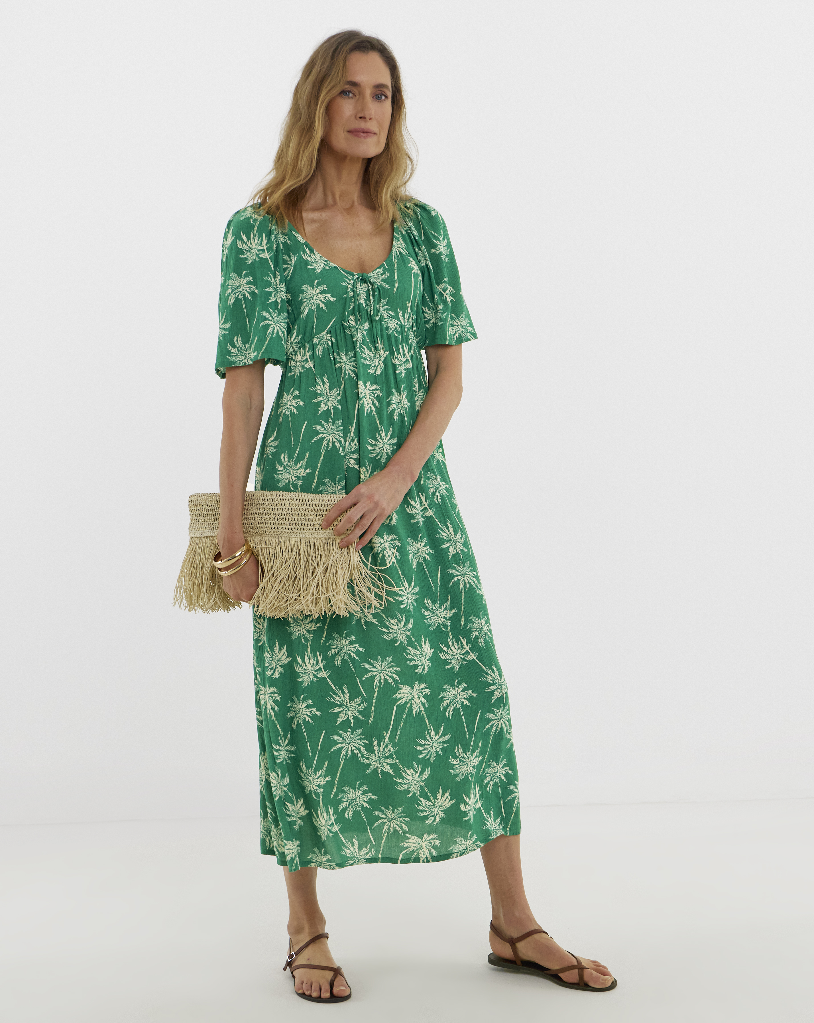 Crinkle Tie Front Dress