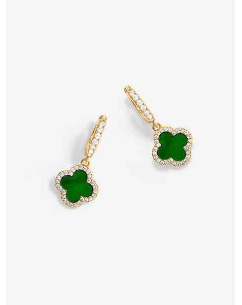Jon Richard Gold Plated Malachite Clover Earrings