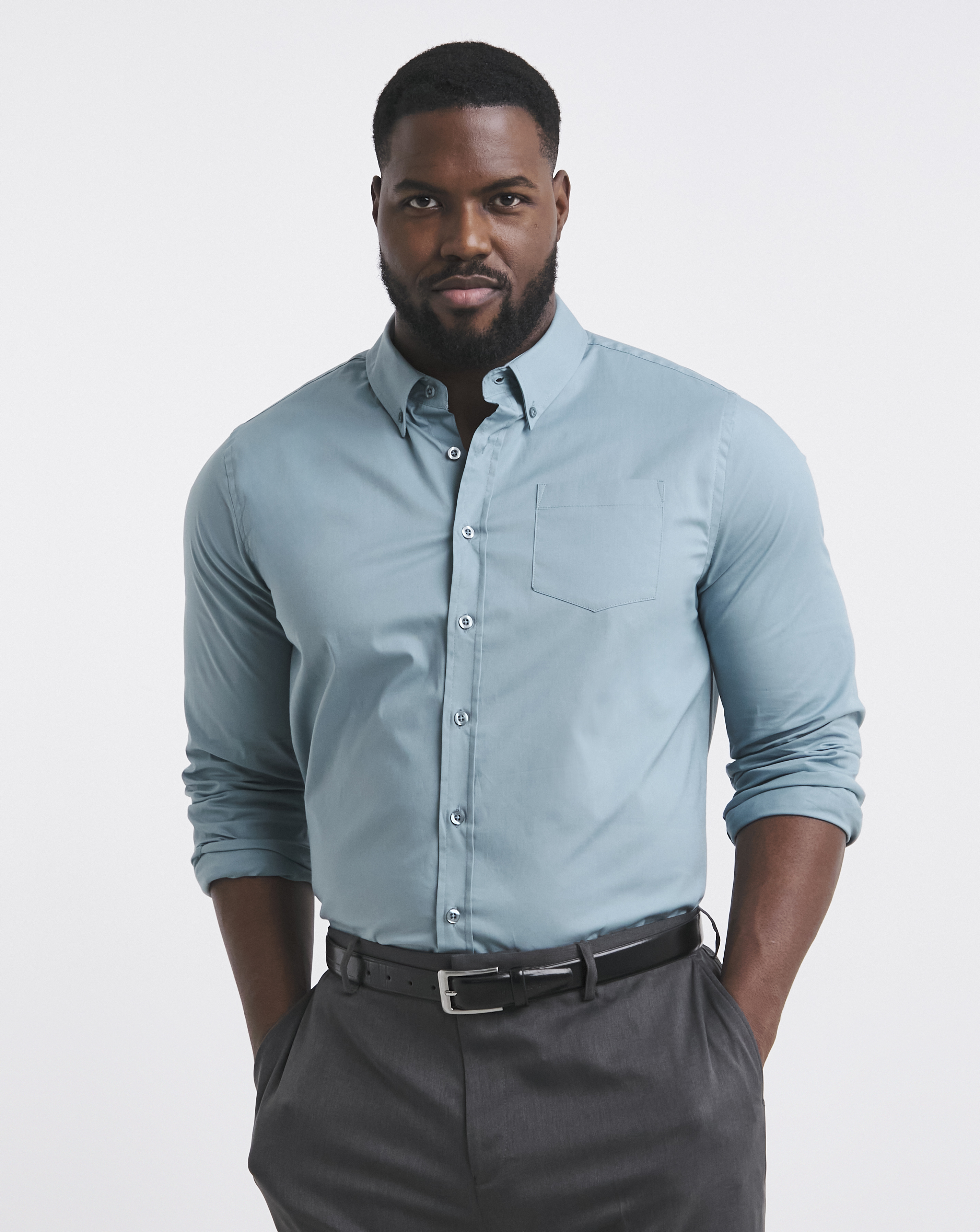 Long Sleeve Button Down Poplin Shirt