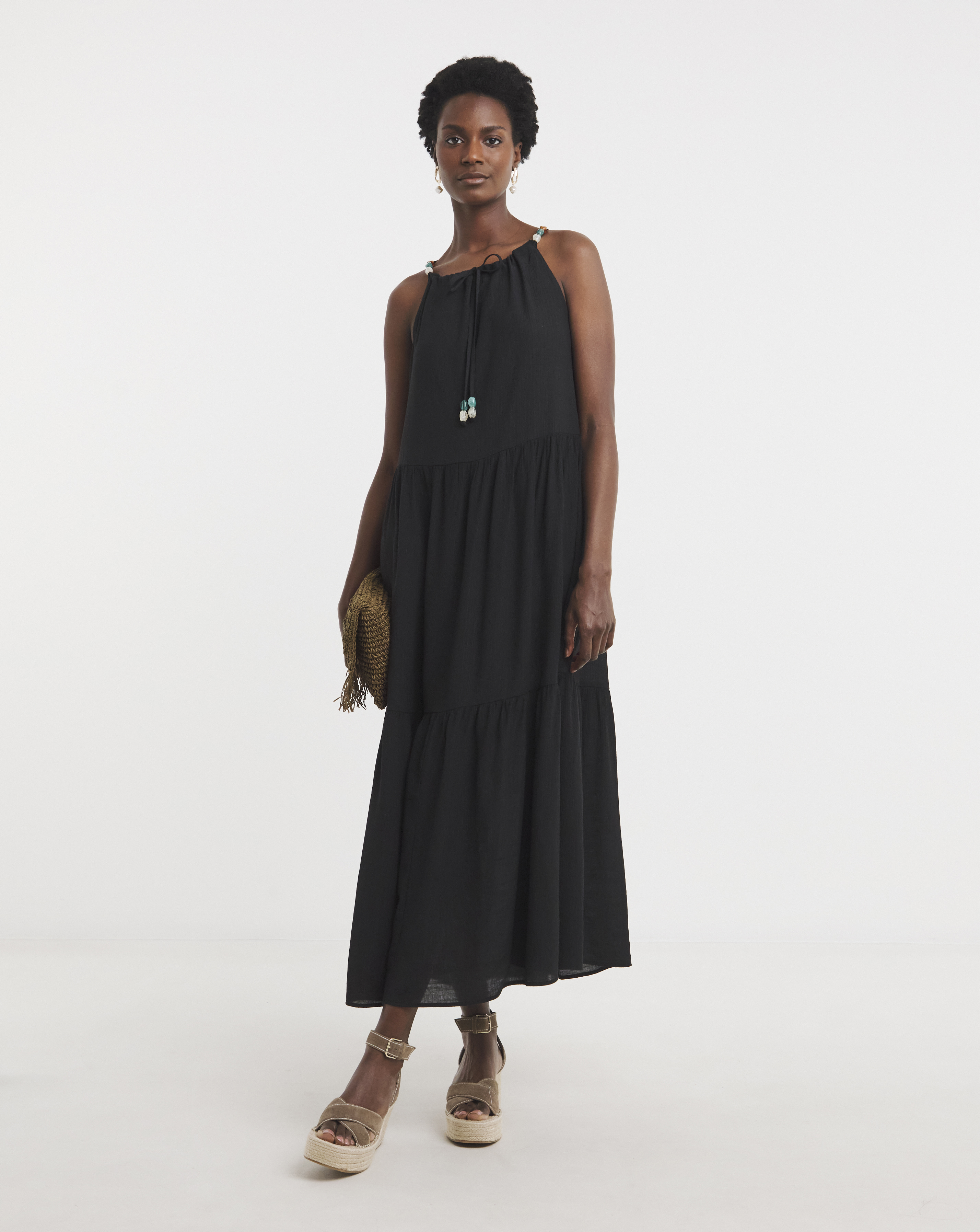 Bead Halter Maxi Dress