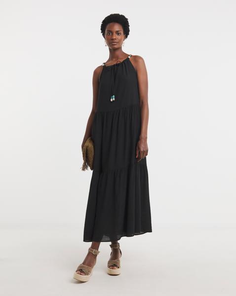 Bead Halter Maxi Dress