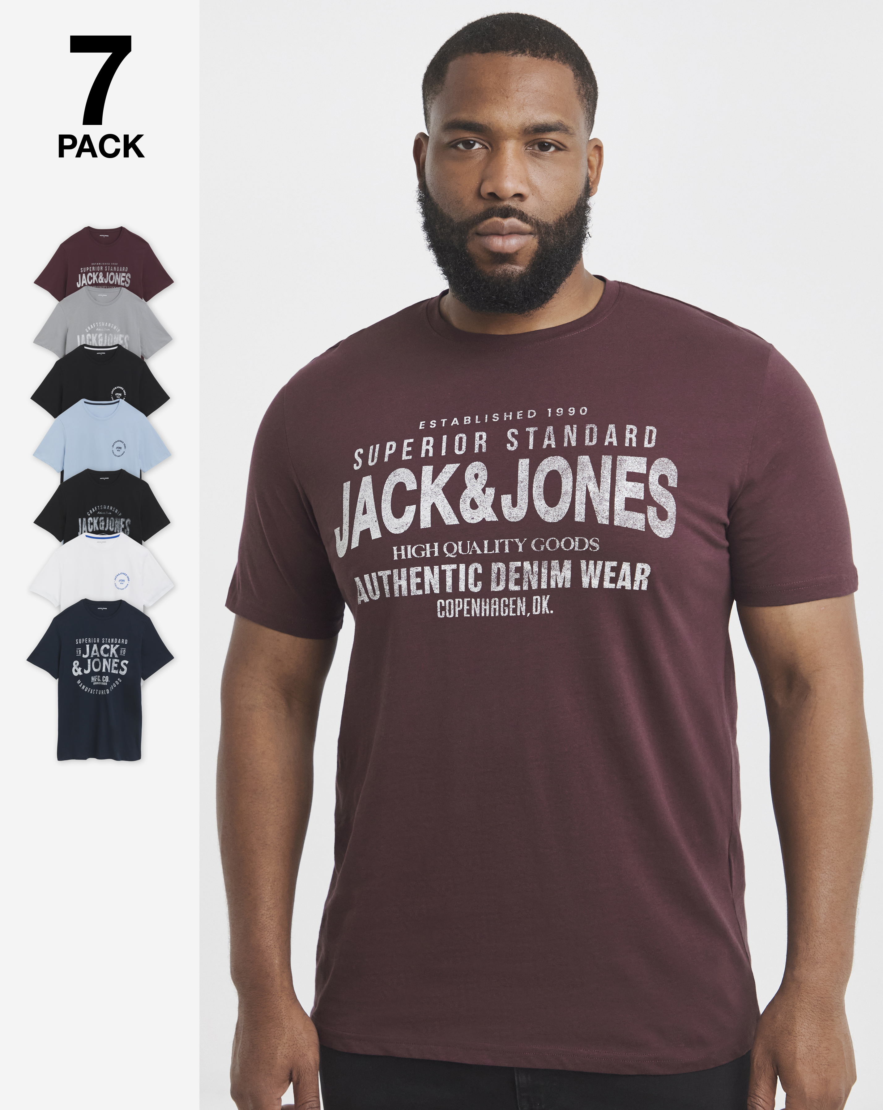 Jack & Jones Simon Logo T-Shirt 7 Pack