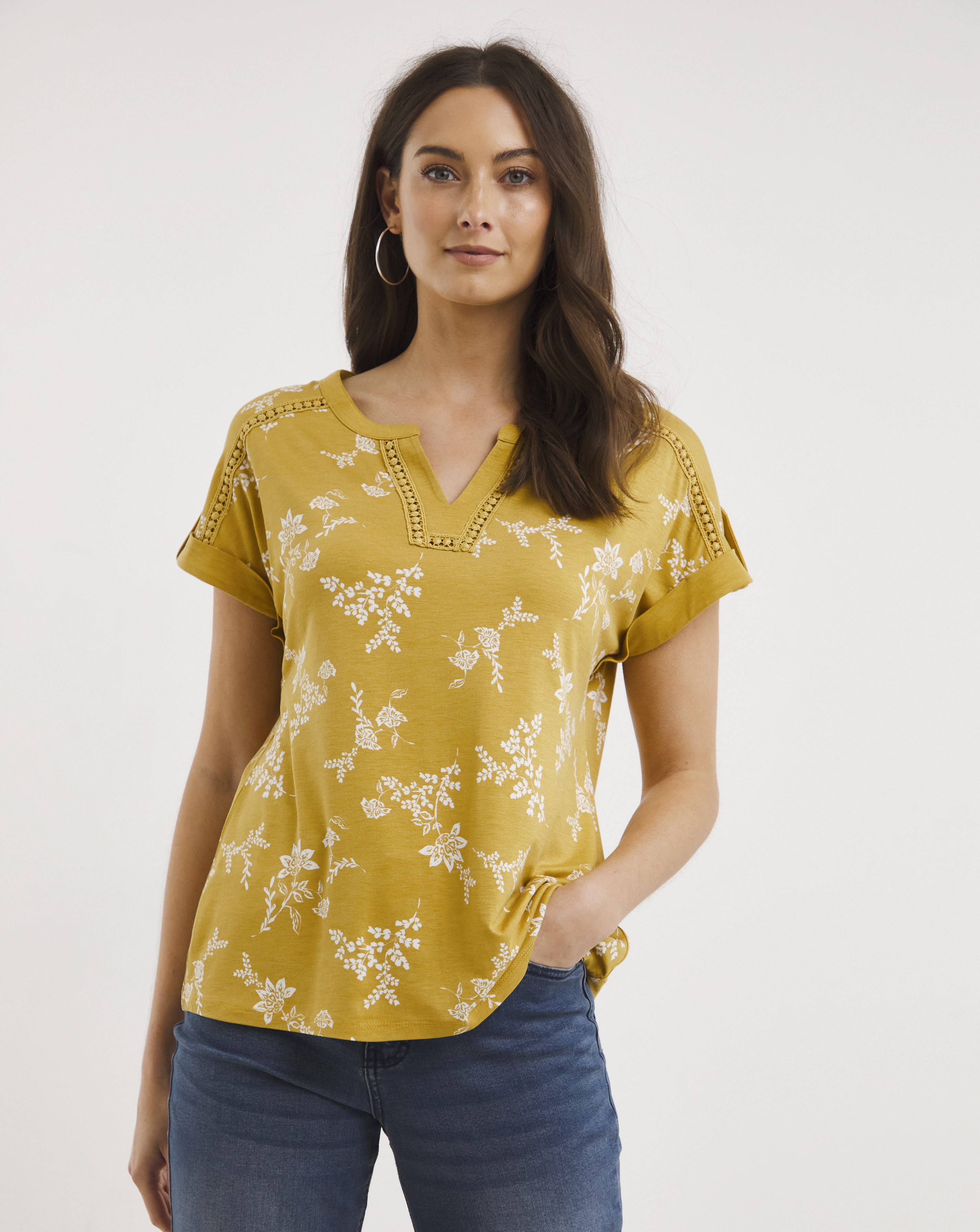 Julipa Lace Notch Neck Top