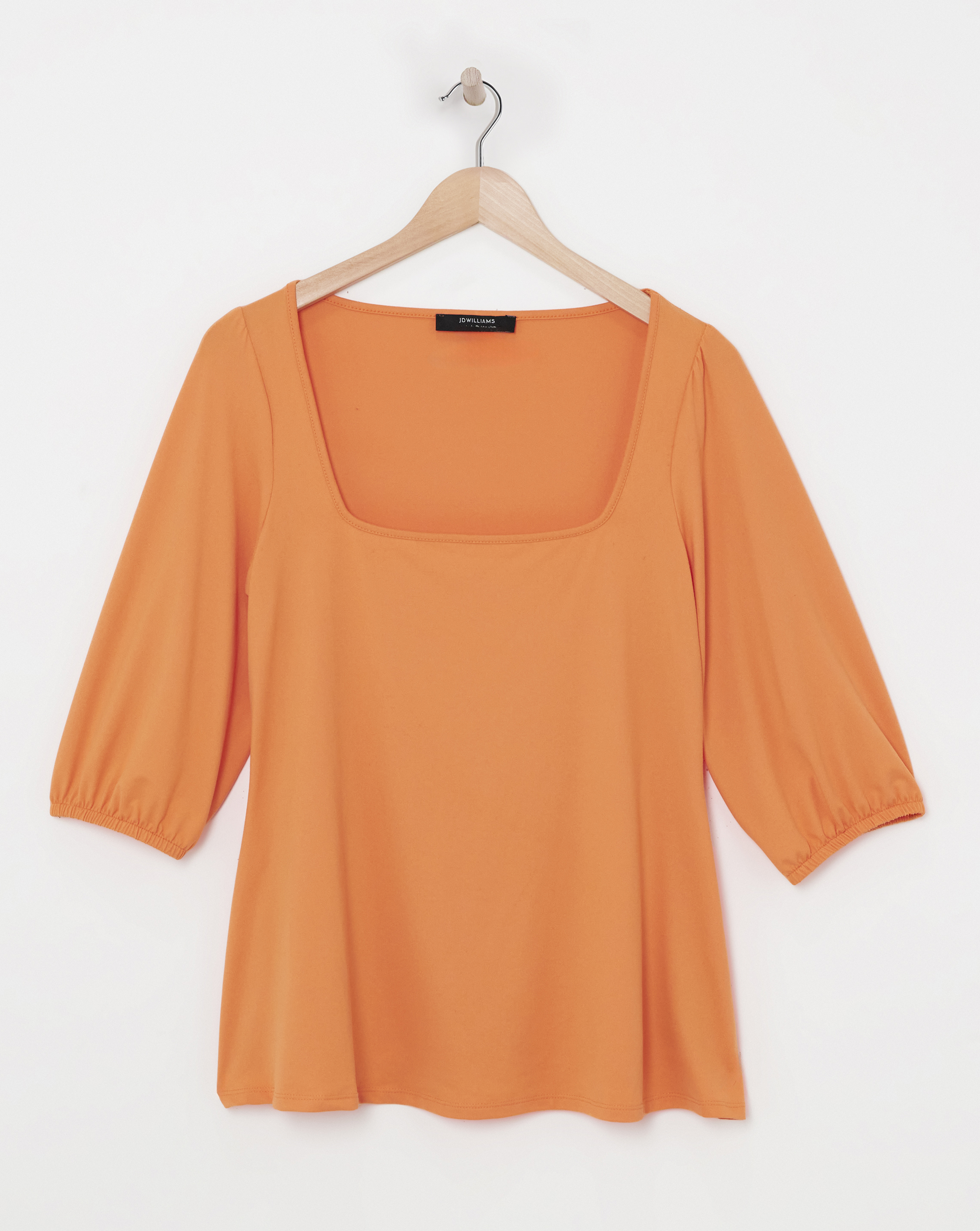 Orange Square Neck Volume Sleeve Top