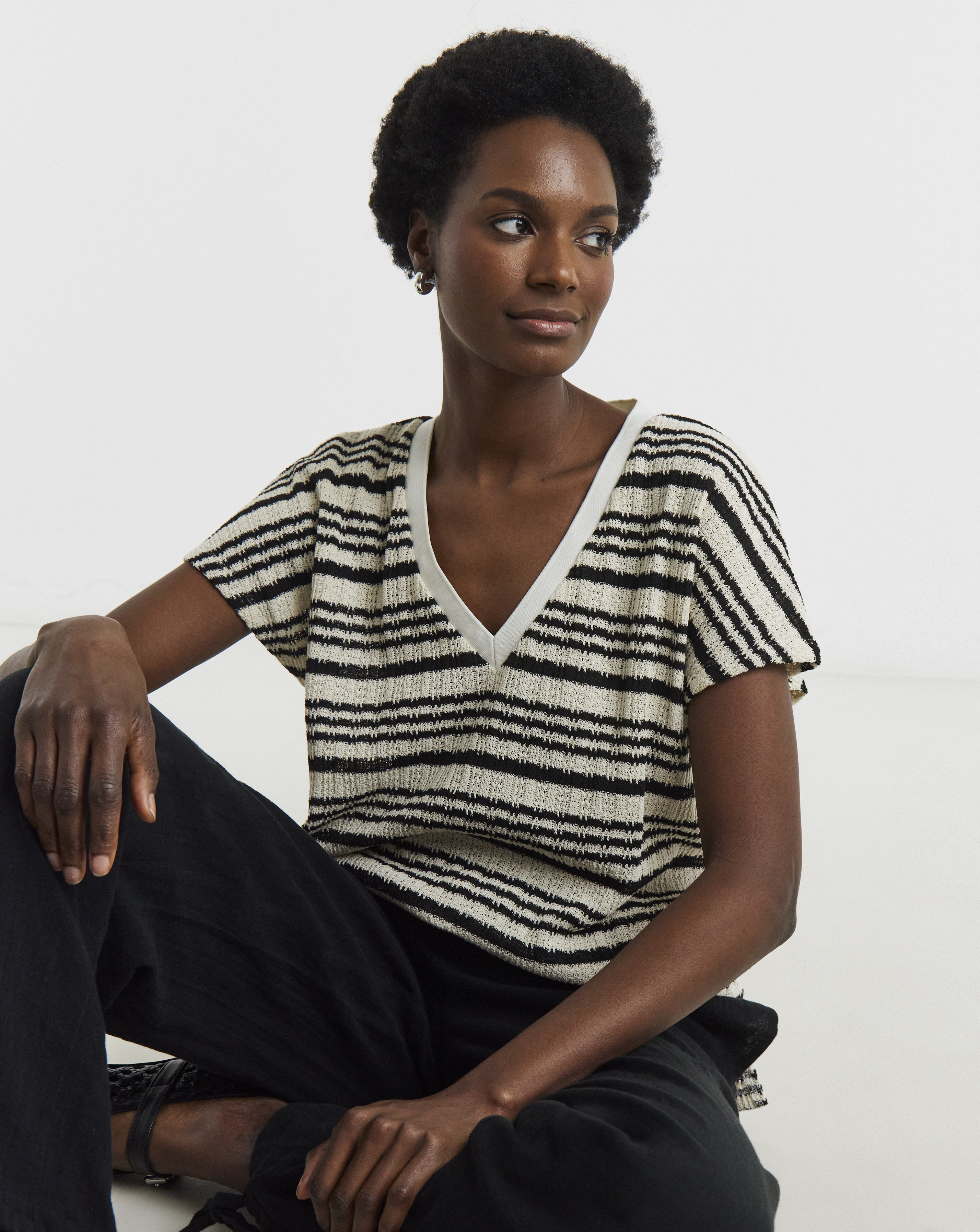 Textured Stripe Short Sleeve T-Shirt