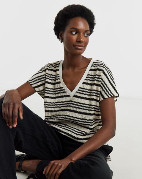 Textured Stripe Short Sleeve T-Shirt