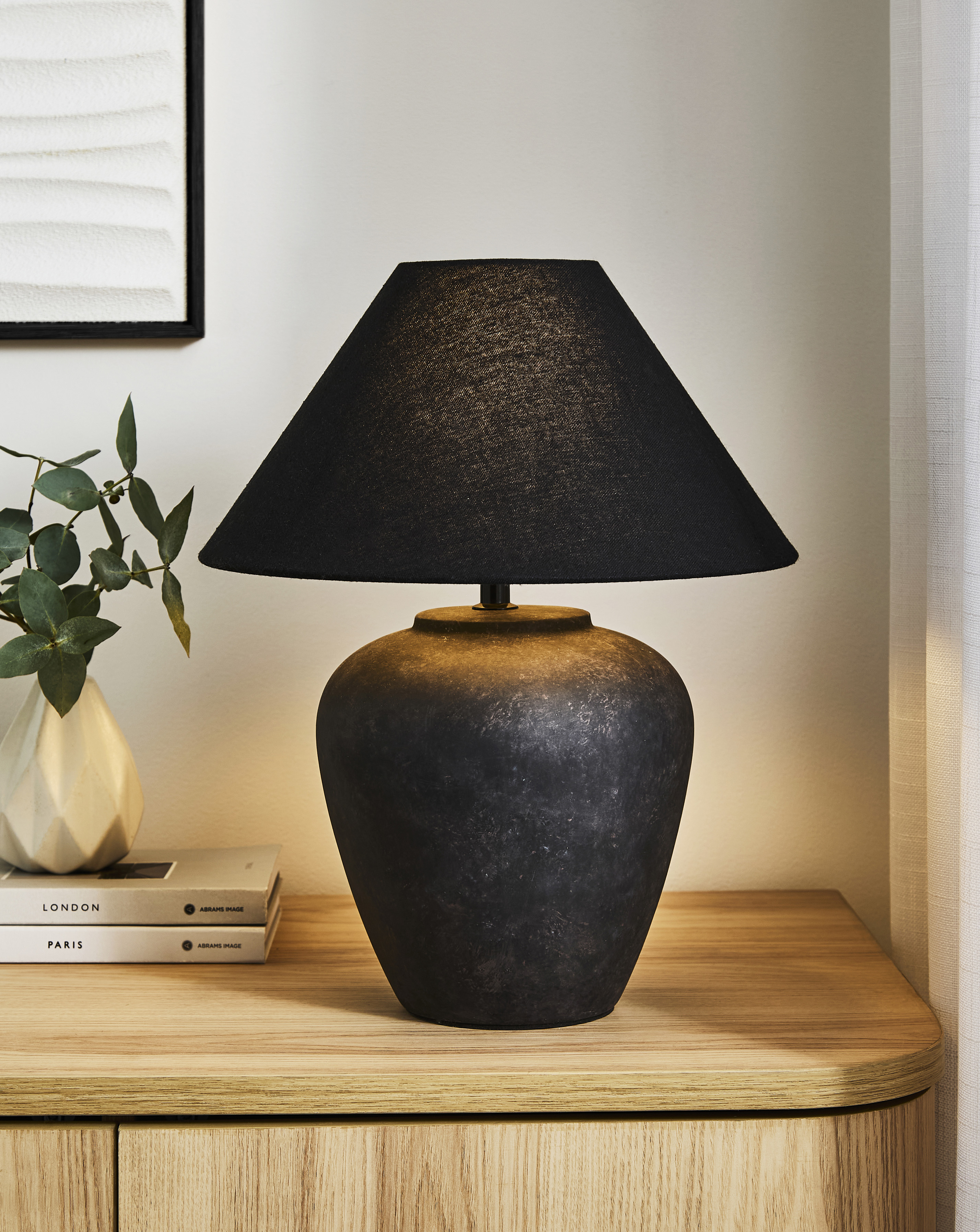 Nolan Black Ceramic Urn Table Lamp - Image