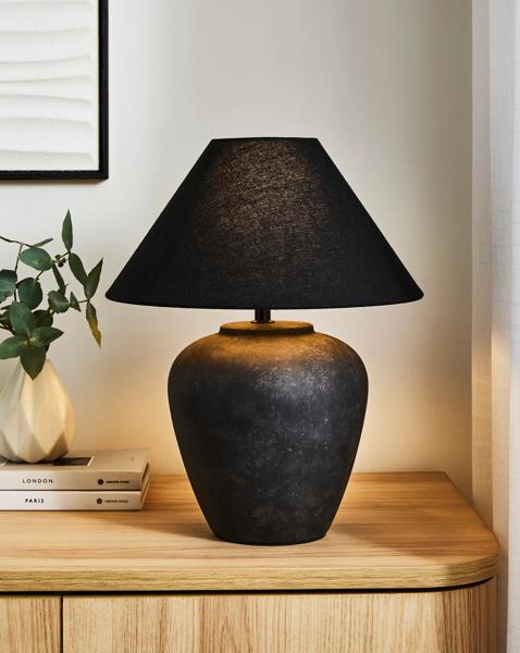 Nolan Black Ceramic Urn Table Lamp