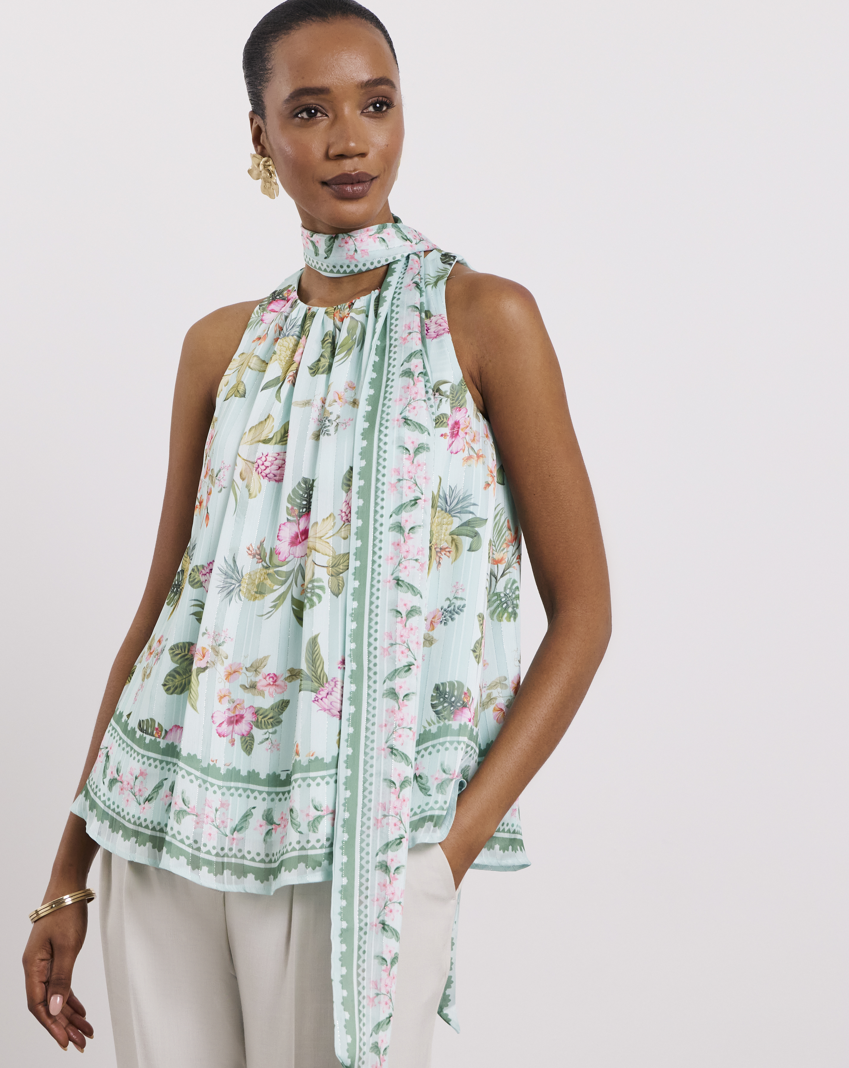 Joanna Hope Halter Neck Drape Blouse