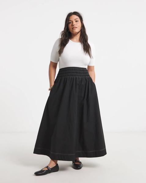 Simply Be Black Shirred Waist Skirt