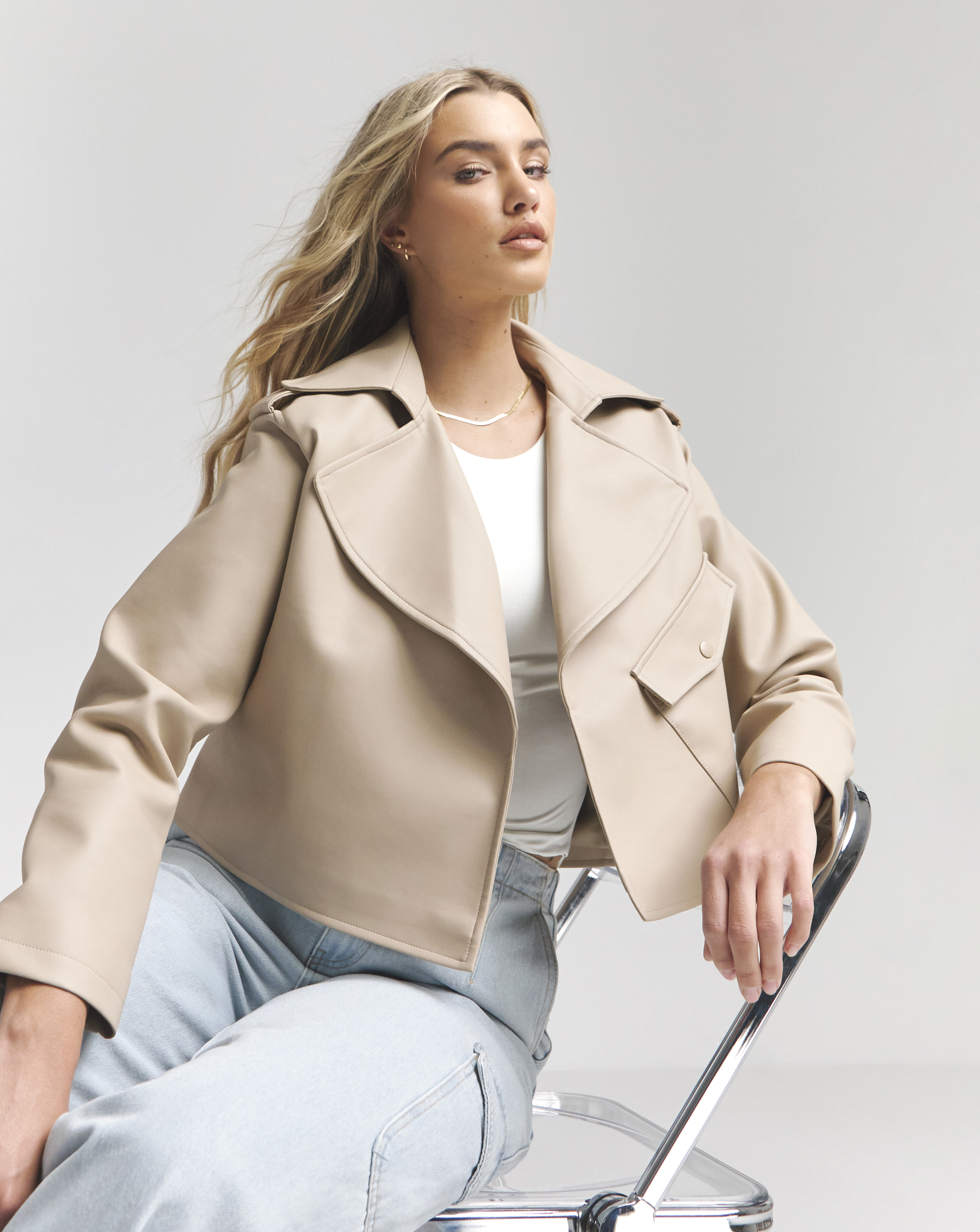 Simply Be Cropped Faux Leather Trench