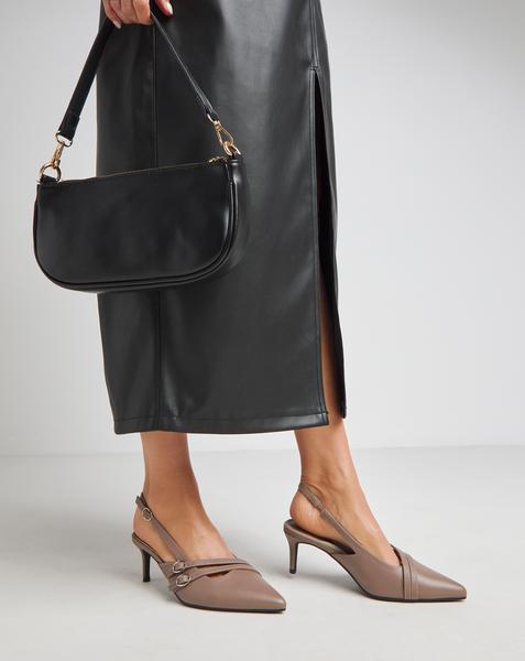 Buckled Kitten Heel Slingbacks Ex Wide