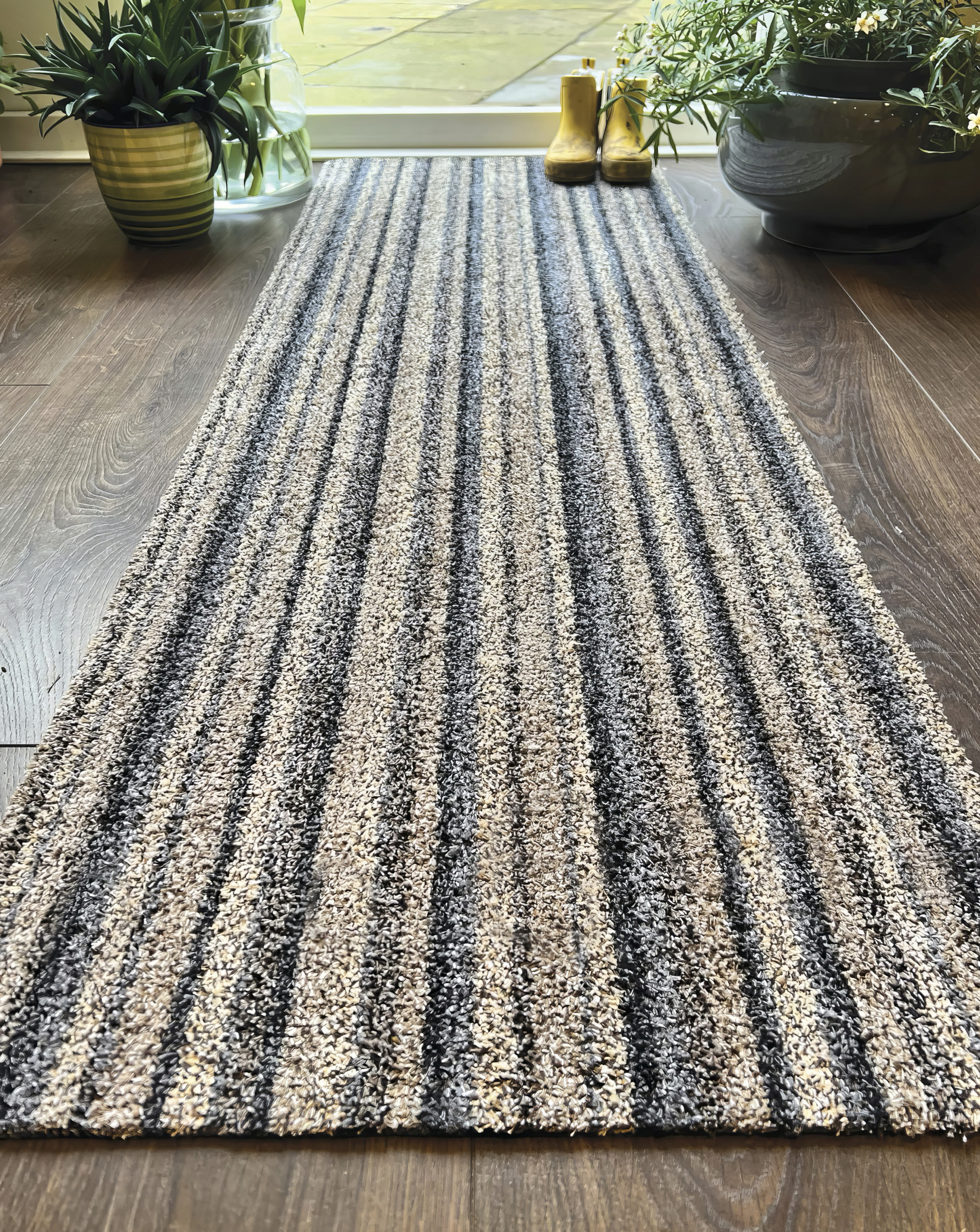 My Mat Ribbon Grey Washable Runner