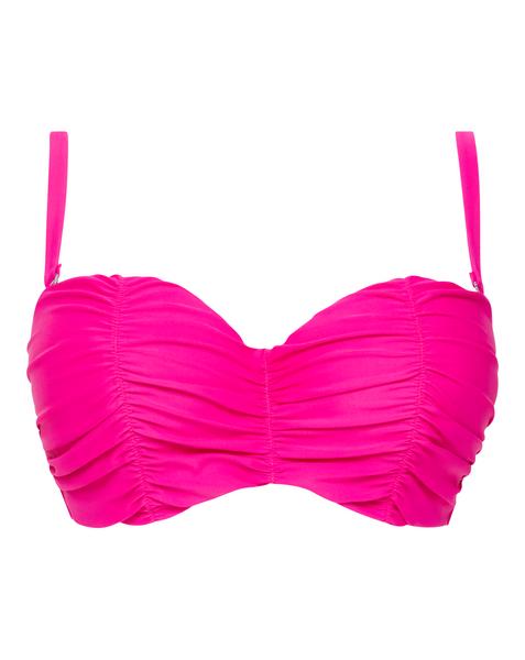 Pink - Women's - Figleaves Fiji Ruched Detail Bikini Top - Size 32B