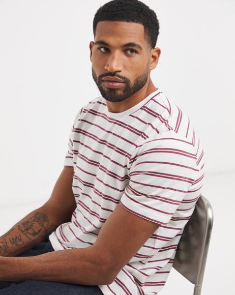Cotton Stripe Crew Neck T-Shirt Long