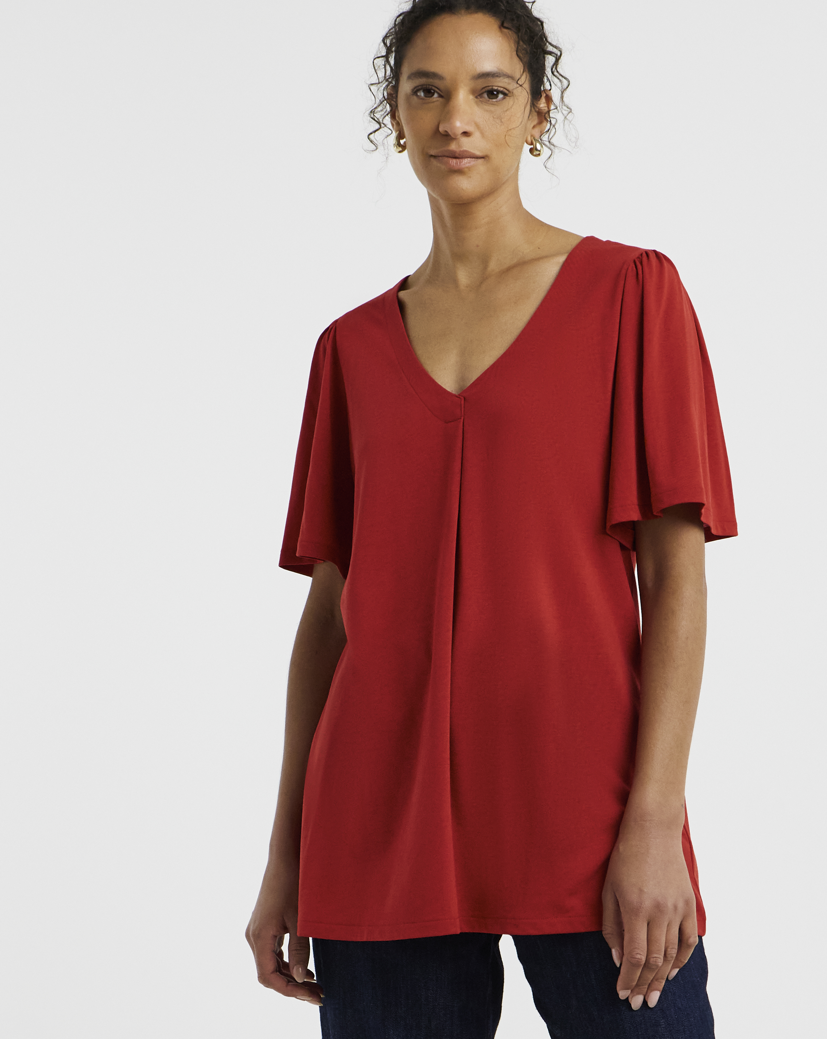 V-Neck Angel Sleeve Top