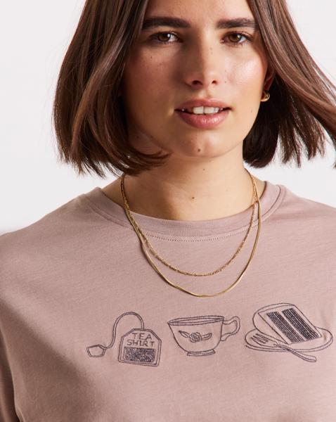 Embroidered Tea T-Shirt
