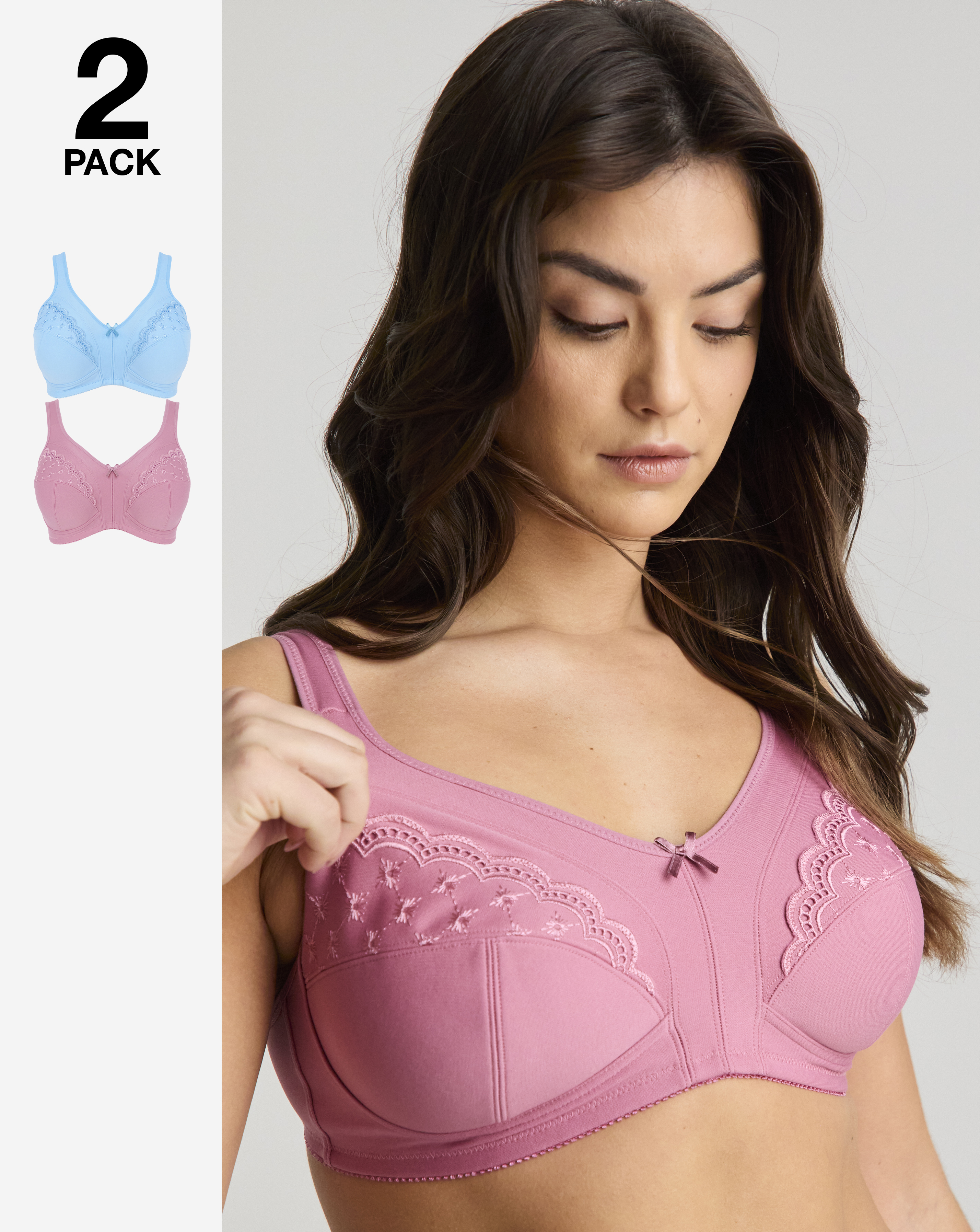 2 Pack Sally Minimiser Non Wired Bras