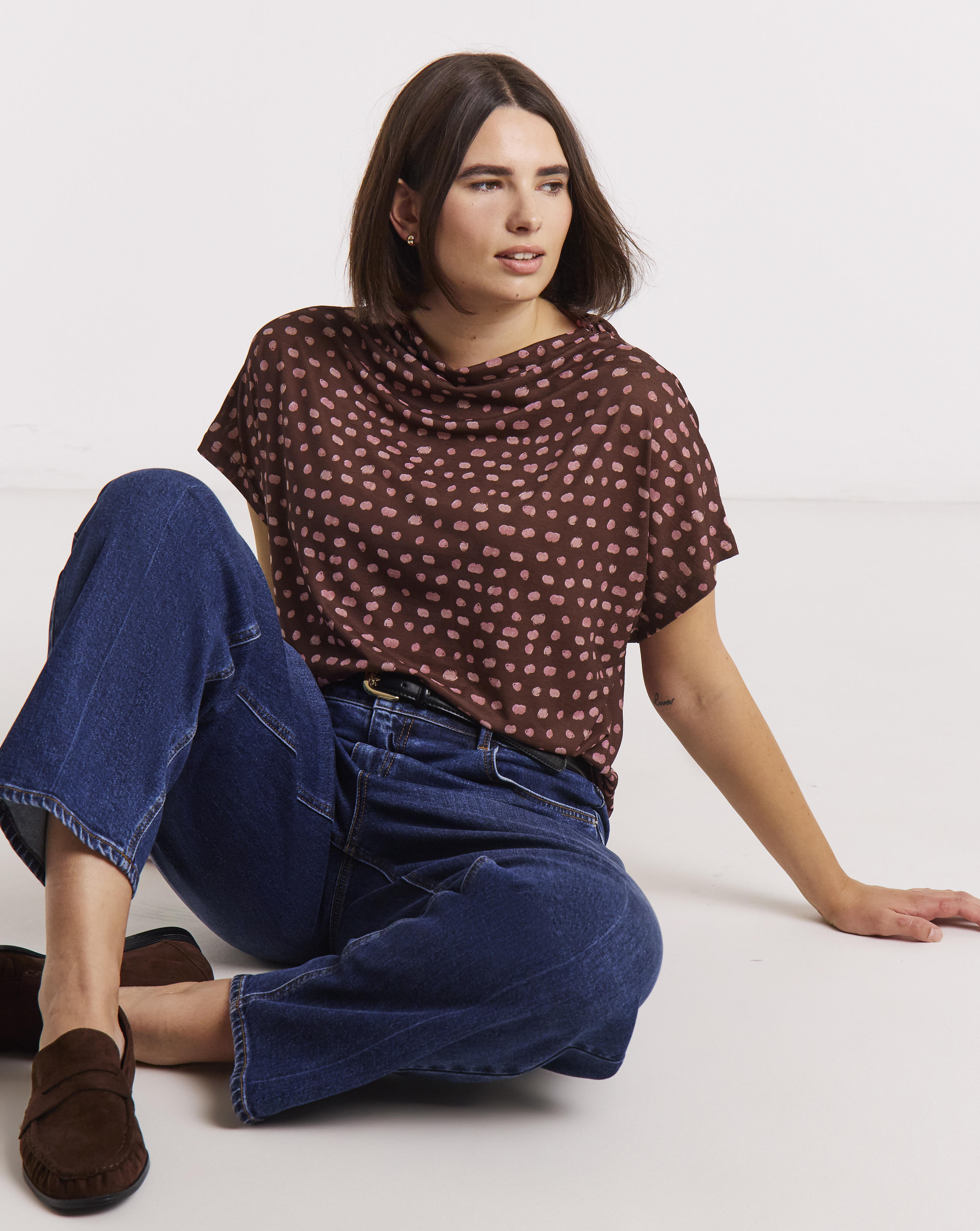 High Neck Cap Sleeve Mesh Top