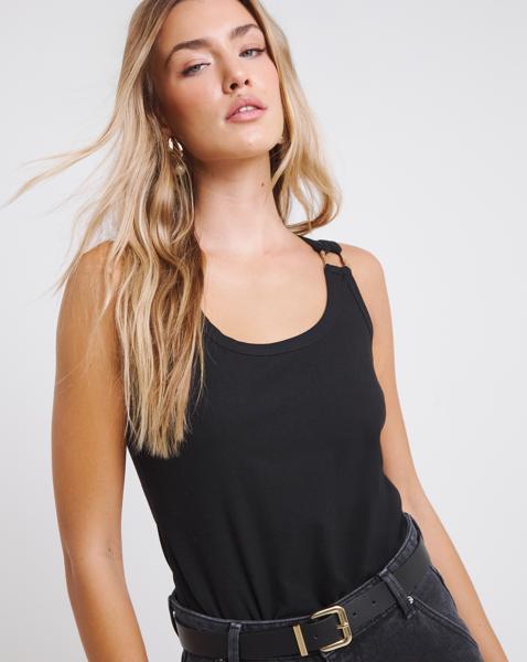 Simply Be Ribbed Tank with Metal Trim