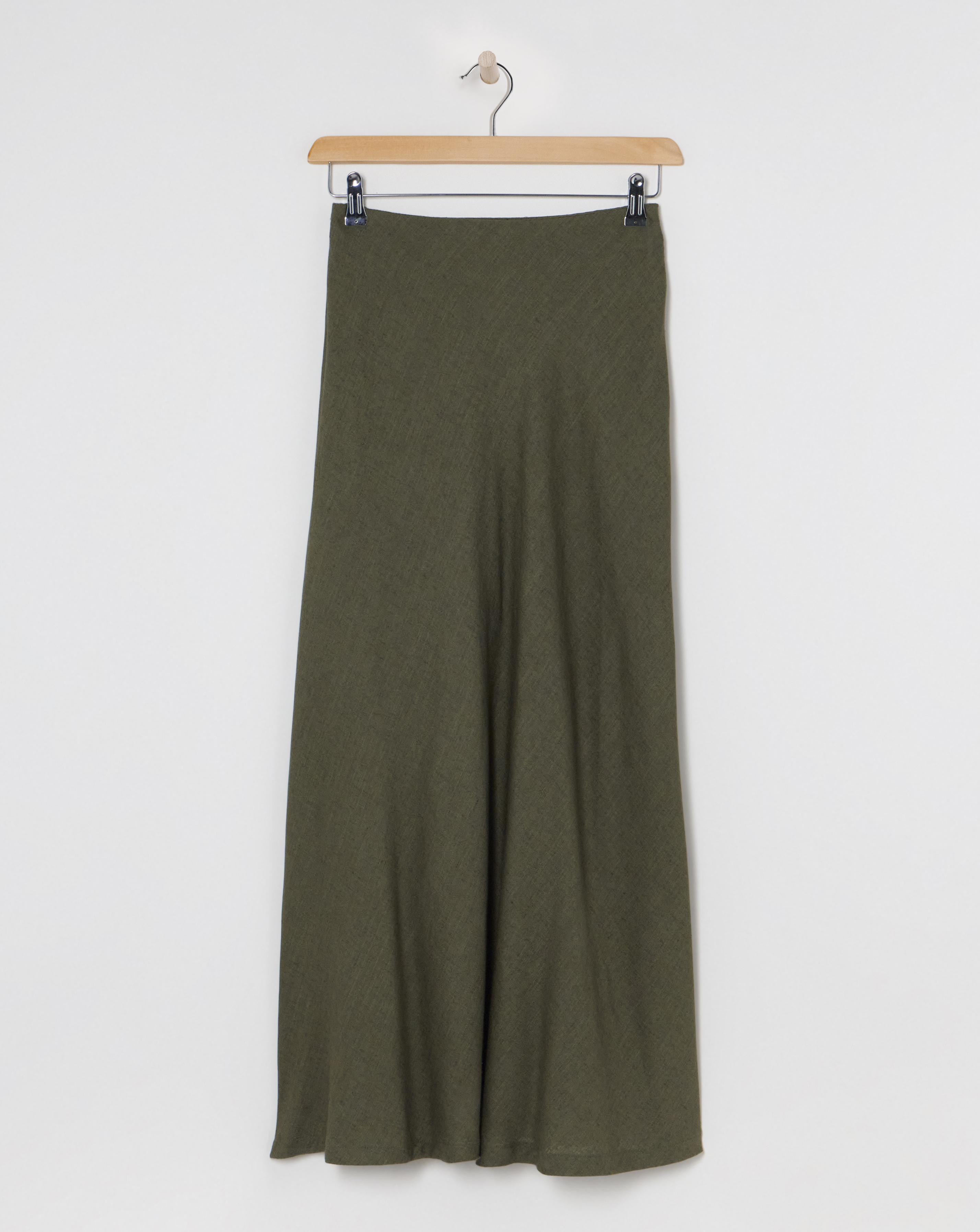 Linen Mix Bias Maxi Slip Skirt