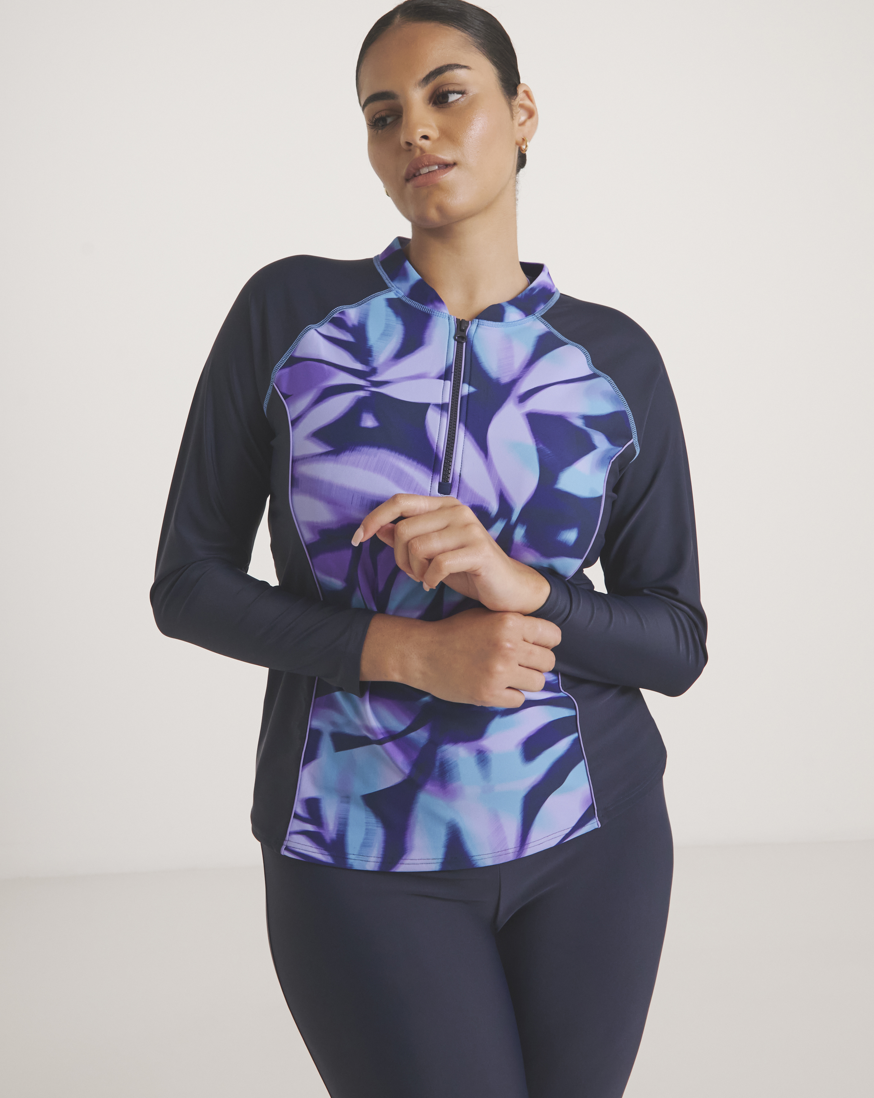 Sports Swim Zip Up Rash Guard