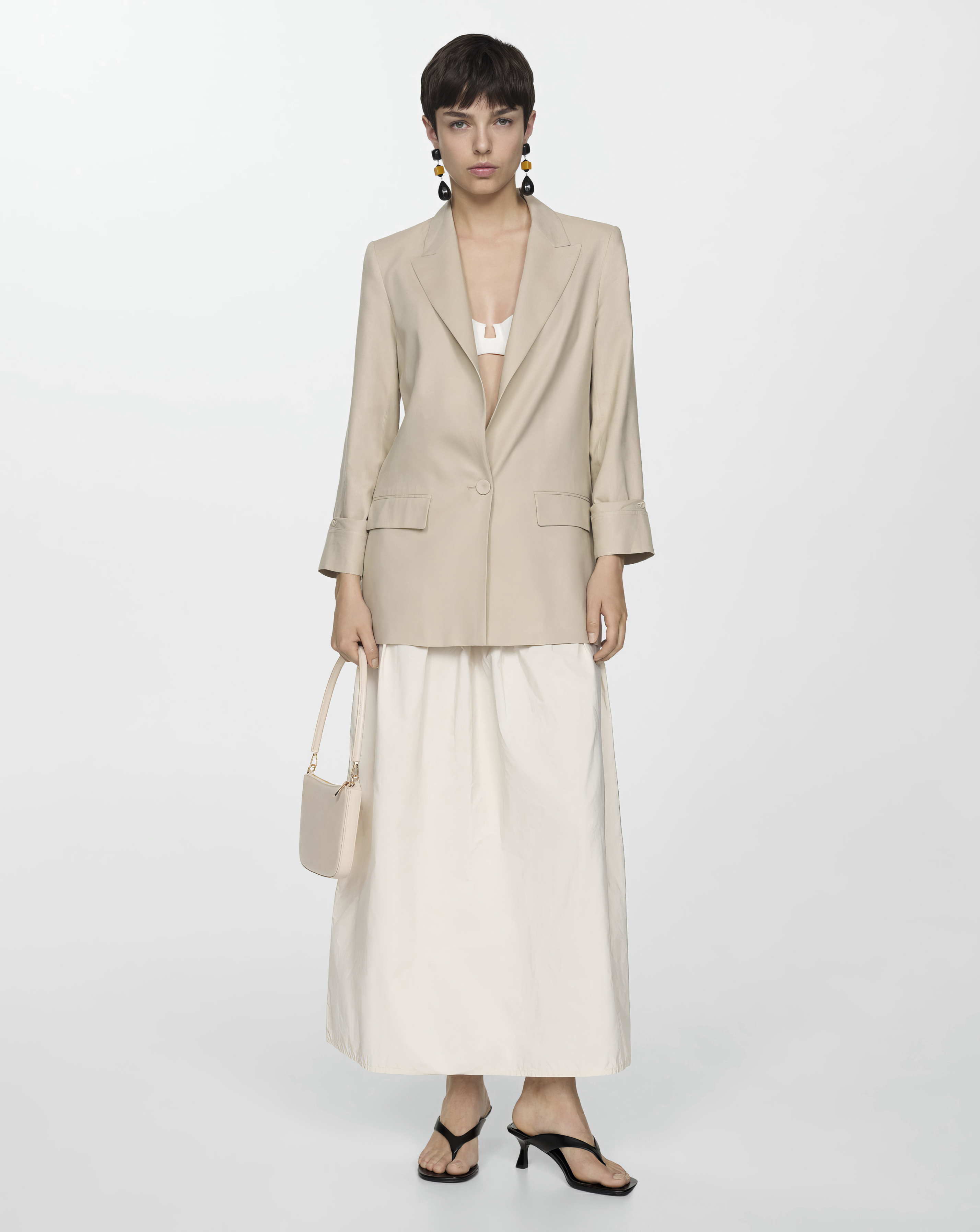Mango Beige Linen Blazer