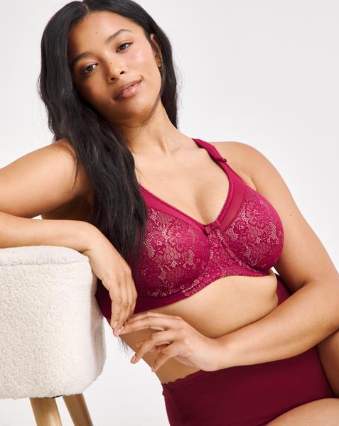 Berlei Beauty Lace Minimiser Bra Burgund