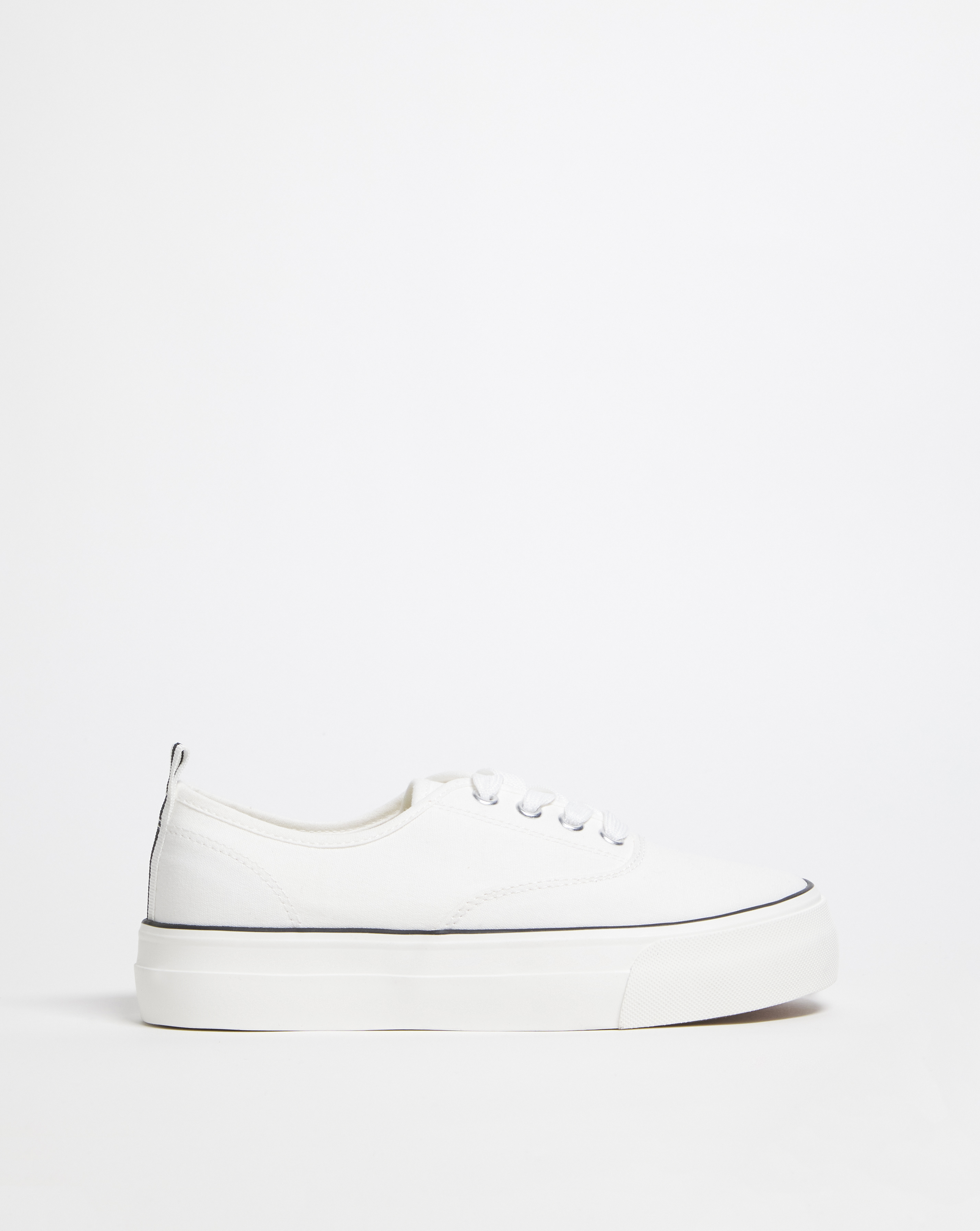 Stitch Detail Chunky Plimsole Ex Wide Fit - White - Size 4 - Womens - Simply Be