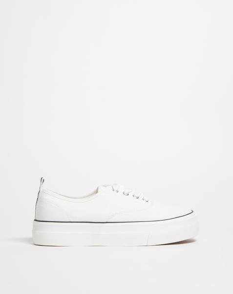 Stitch Detail Chunky Plimsole Wide Fit - White - Size 5 - Women's