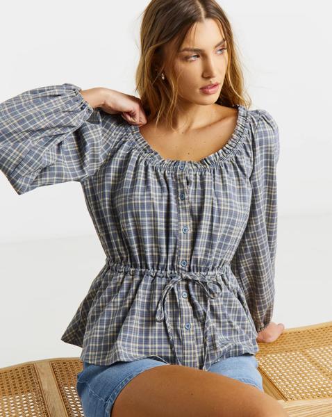 Cinch Square Neck Blouse