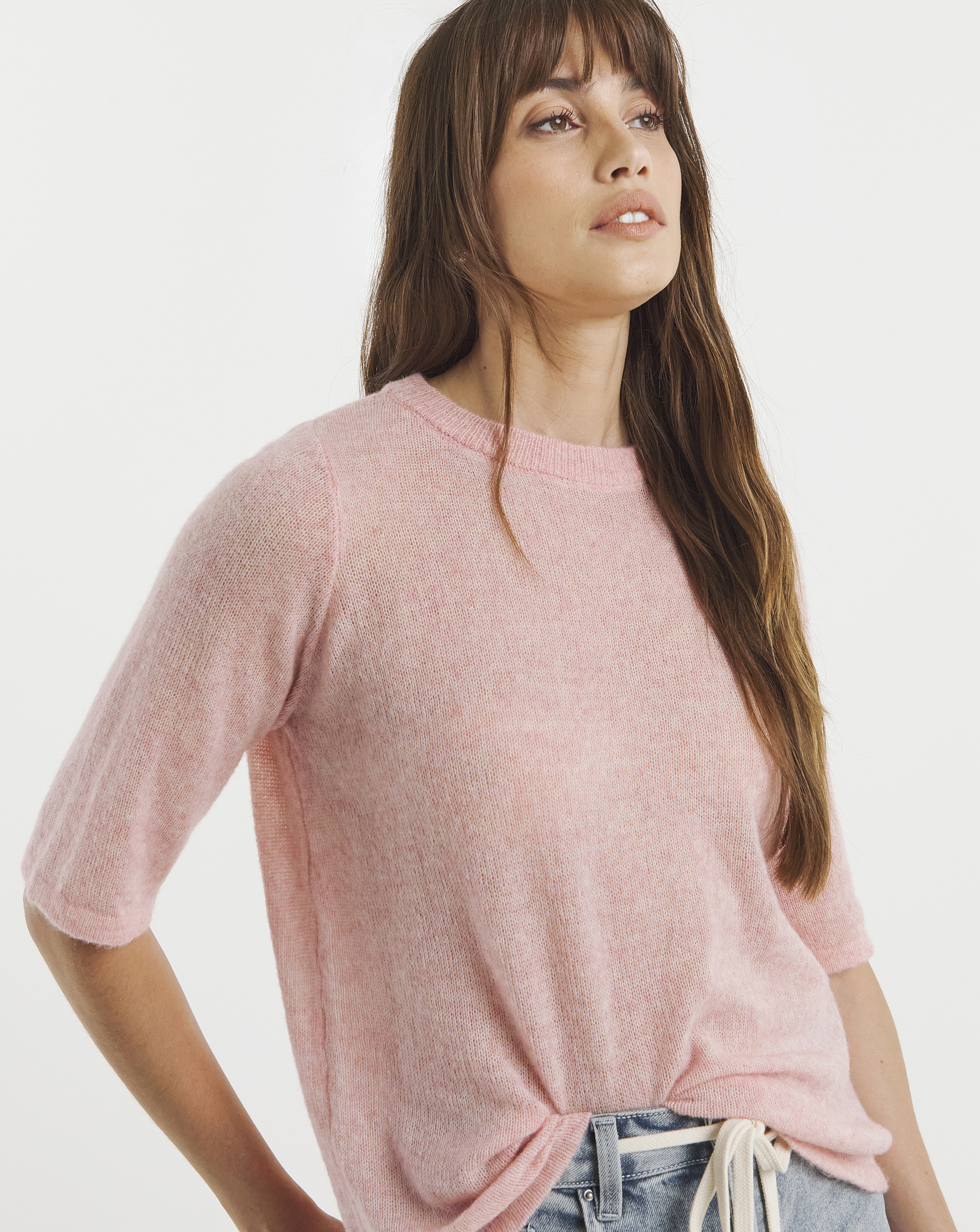 Fine Knit Half Sleeve T-Shirt