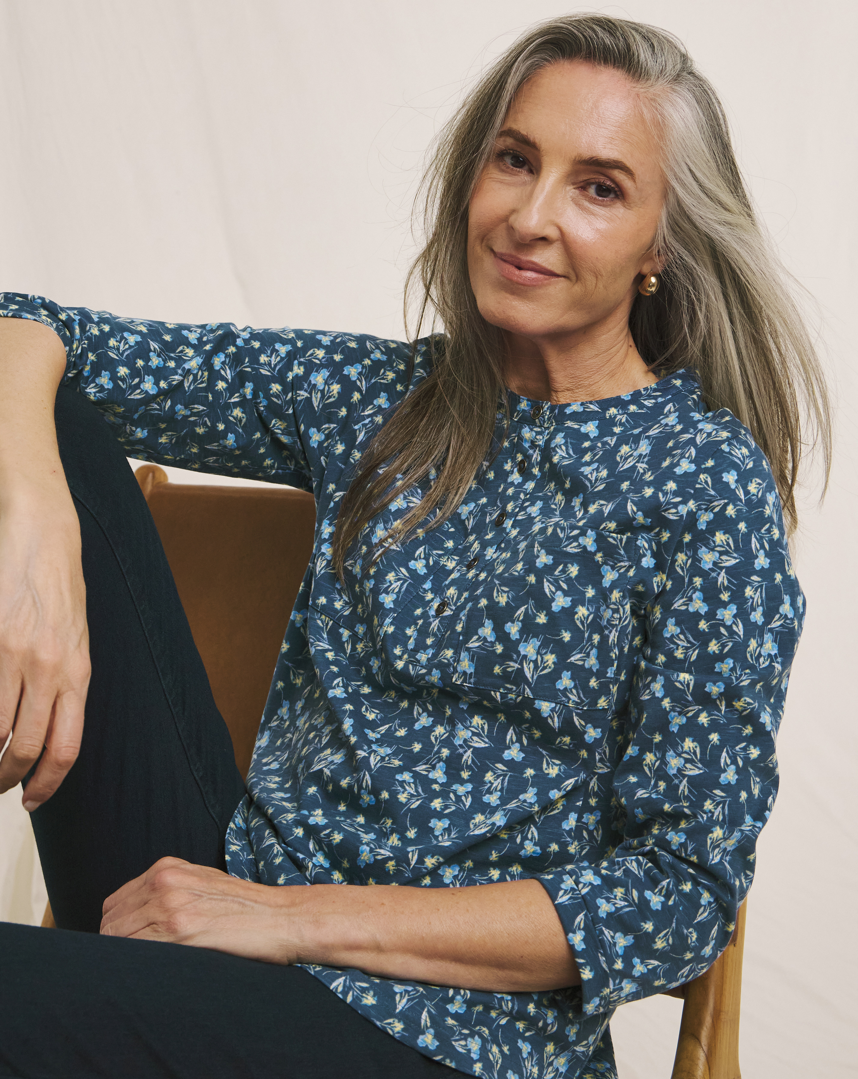 Julipa Pure Cotton Pocket Henley Top