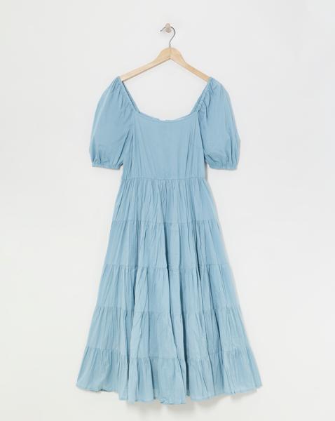 Cotton Volume Maxi Smock Dress
