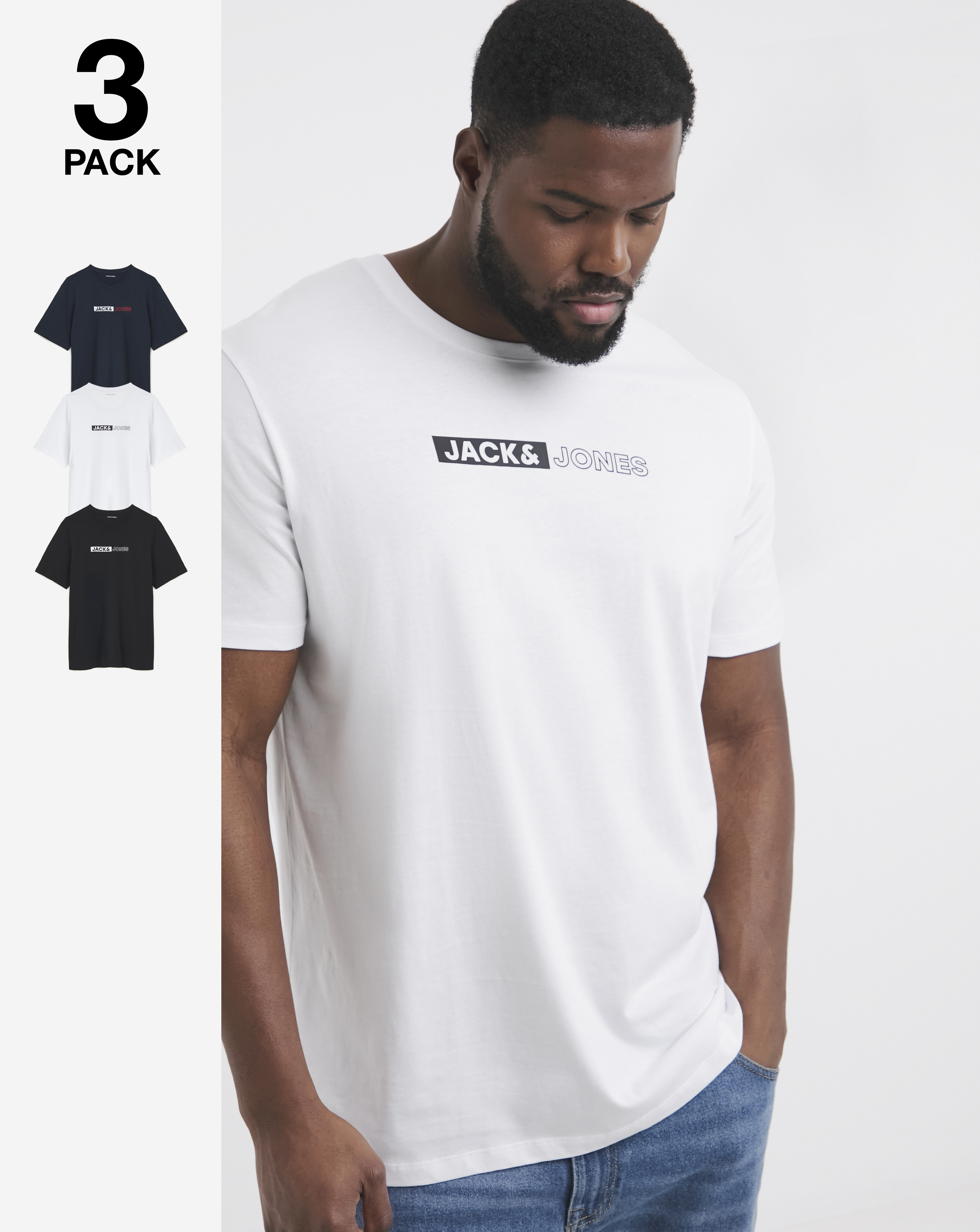 Jack & Jones Corp Logo T-Shirt 3 Pack